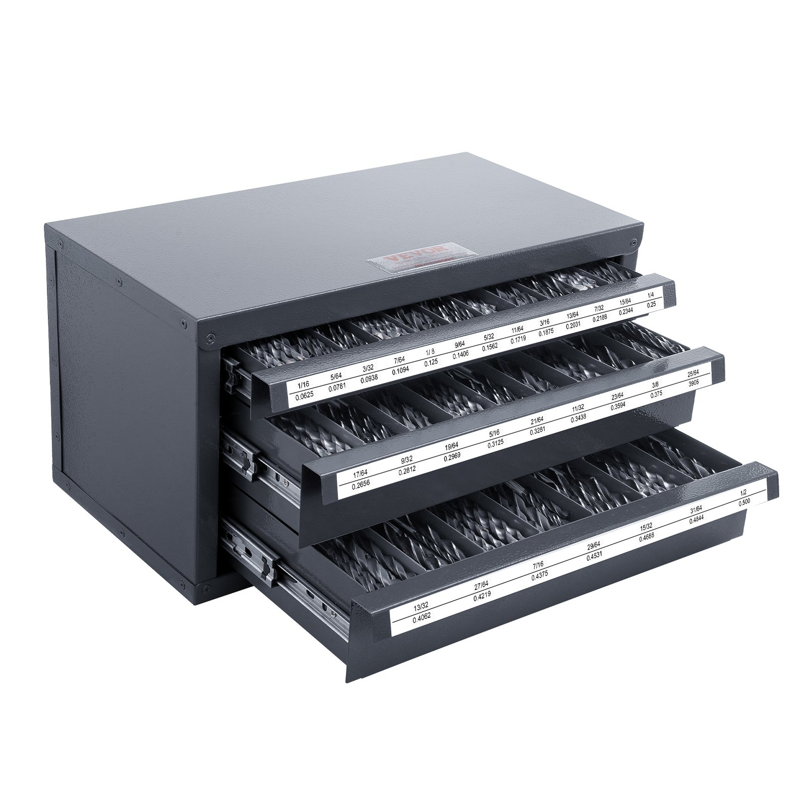 Bohrer-Spender-Schrank, Bohrer-Organizer-Schrank Mit Drei Schubladen, Stahl-Bohrer-Spender-Organizer-Schrank Mit Etiketten, Stapelbarer Bohrer-Spender Für Aufbewahrung