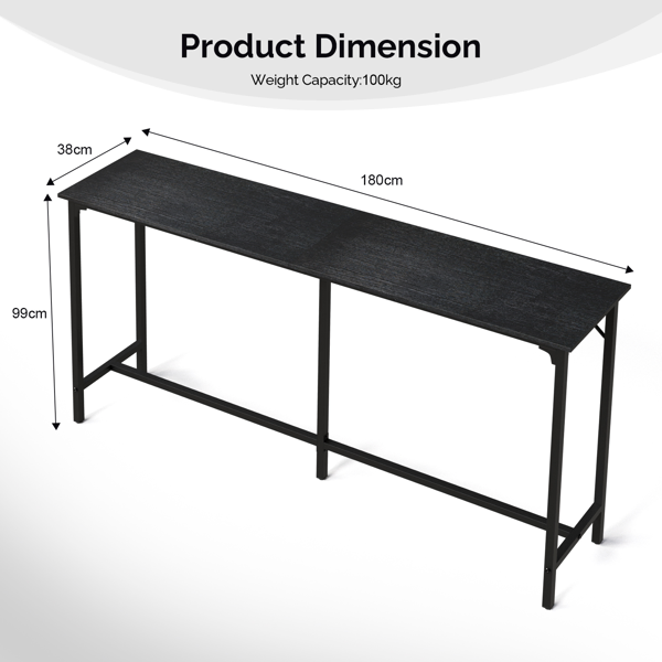 71-Inch Bar Table (Black) - 209 Lbs Capacity Pub Height Table With Durable MDF Top & Metal Frame, Ideal For Kitchen/Bar Counte 3