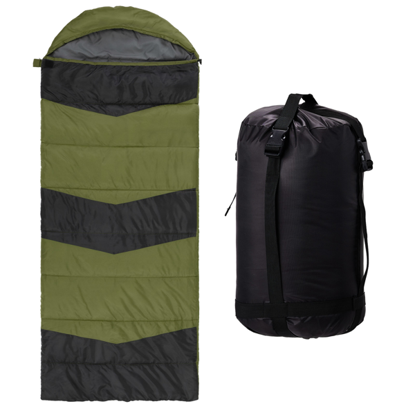 Rectangular Heated Sleeping Bag, Lightweight Sleeping Bag With Multi USB Powered Heating Pads, Waterproof Compact Envelope Sleeping Bag For Backpacking Hiking, Green