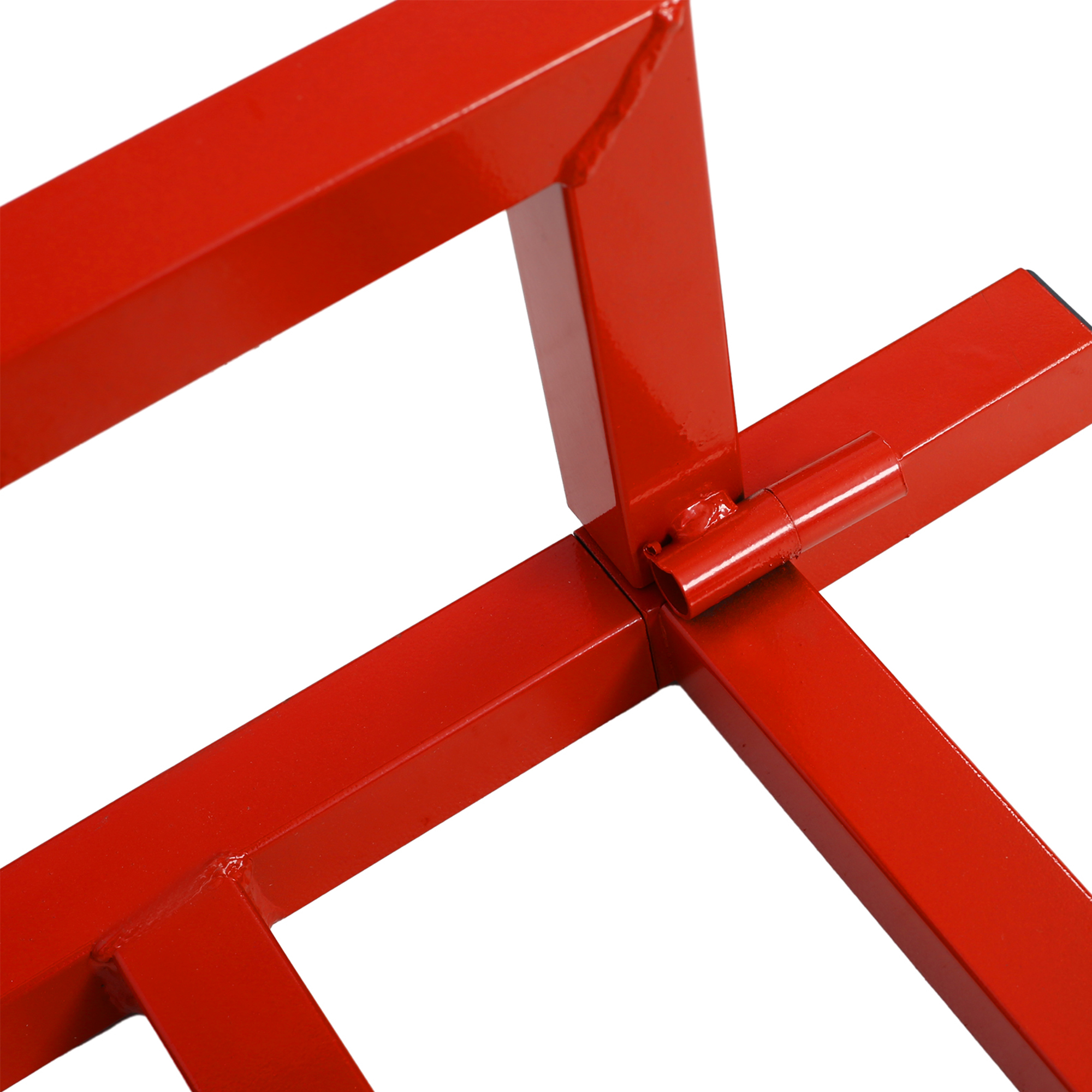 Heavy Duty Steel Riding Mower Lift, 880 Lbs Lawn Mower Lift Jack, Foldable Lawn Tractor Lift, Telescopic Maintenance Jack With Manual & Power Tool Handle For Lawn Mowers And Garden Tractors, Red 4