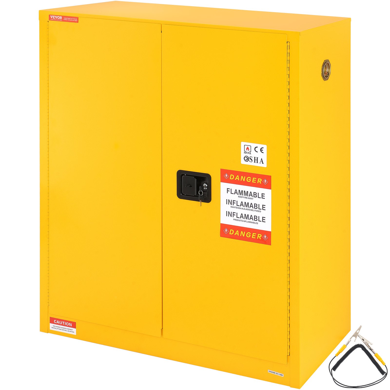 VEVOR Sicherheitsschrank für brennbare Flüssigkeiten, 128,7 l, Lagerschrank aus kaltgewalztem Stahl, 1095 x 460 x 1273 mm, Schrank mit verstellbarem Einlegeboden_voghion.com