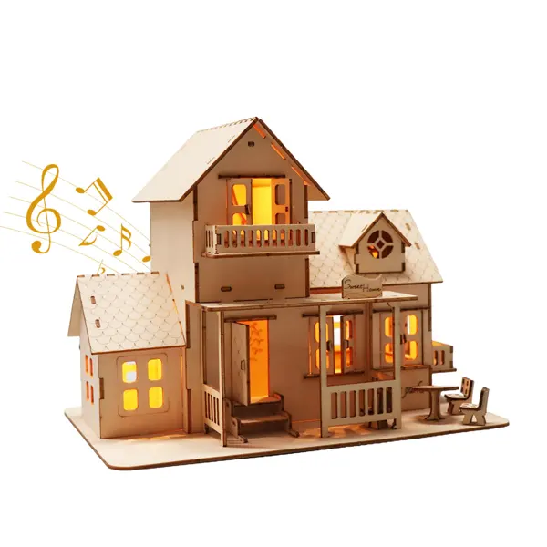 3D Wooden Puzzle Sweet Home Music Box
