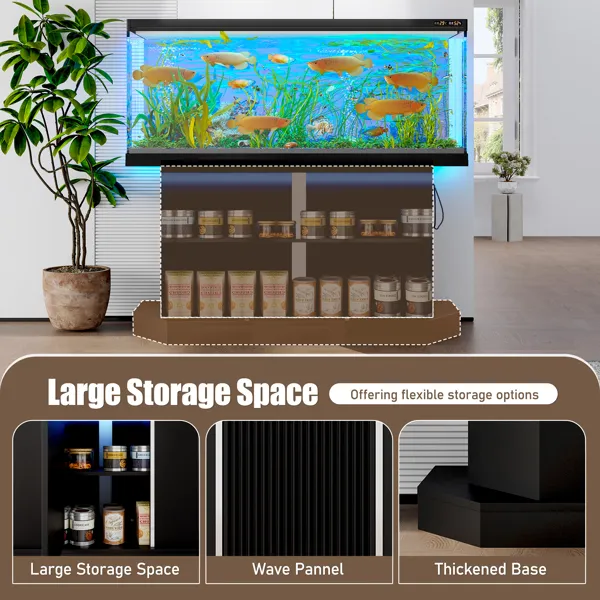 Modern 55-75 Gallon Fish Tank Stand With Power Outlet (4 AC 2 USB Ports), Heavy Duty Aquarium Stand With… image 4