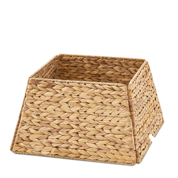 Handcrafted Openwork Woven Hyacinth Wicker Christmas Tree Skirt - Tree Collar & Christmas Tree Base Cover, 24In, Natural