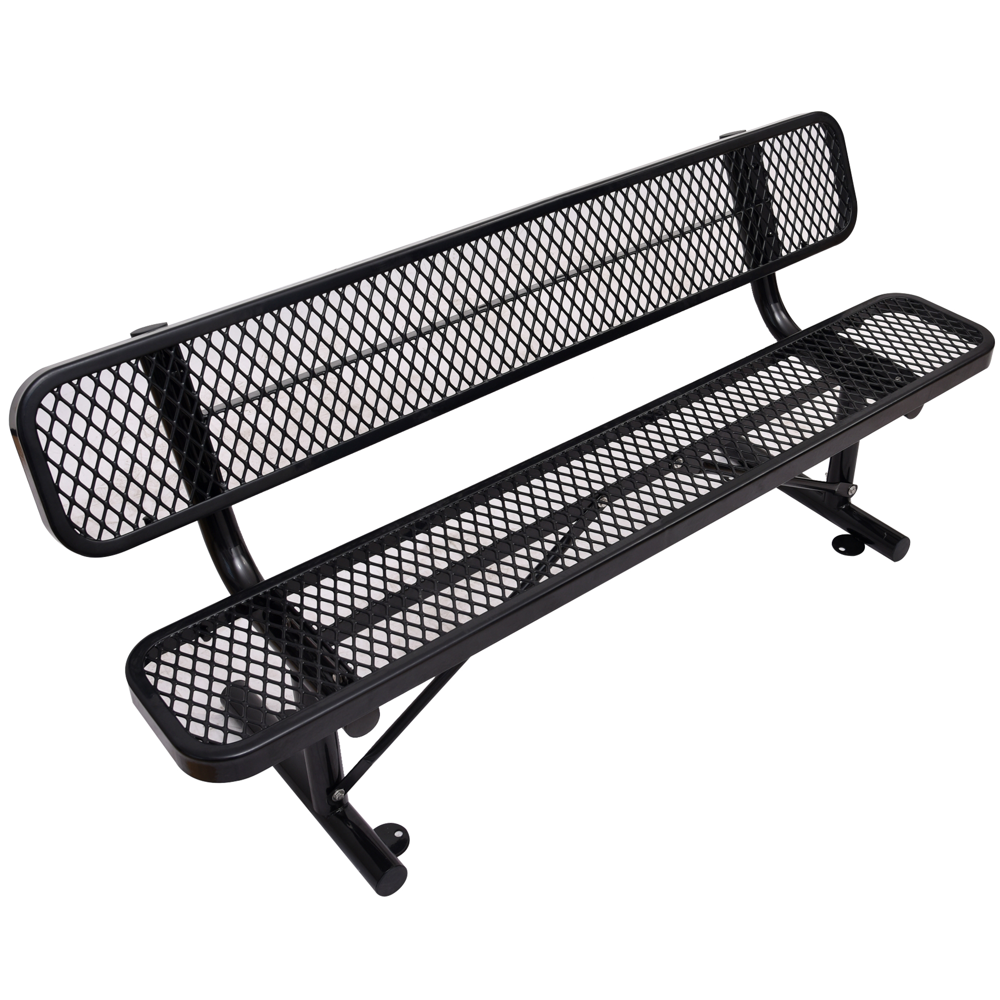 6 Ft. Outdoor Steel Bench With Backrest BLACK 6