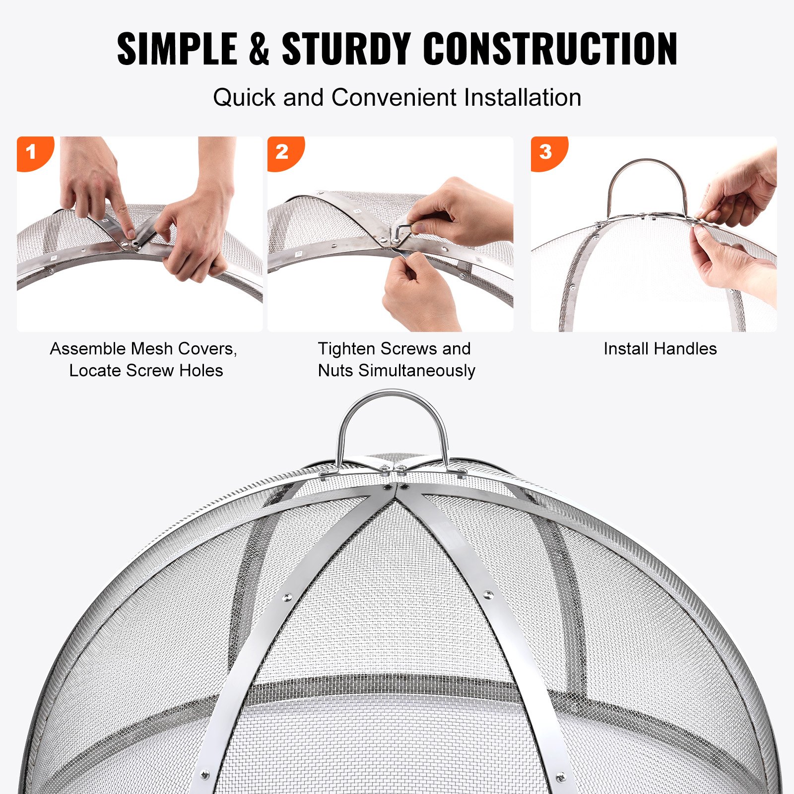 Funkenfang Für Feuerschalen Ø 762 Mm Feuerstellengitter Funkenschutz Edelstahl Funkenhaube 2-mm-Maschenlöcher Feuerschale Funkenschutzhaube Ideal Für Feuerstellen Feuerschalen Und Kaminen 5