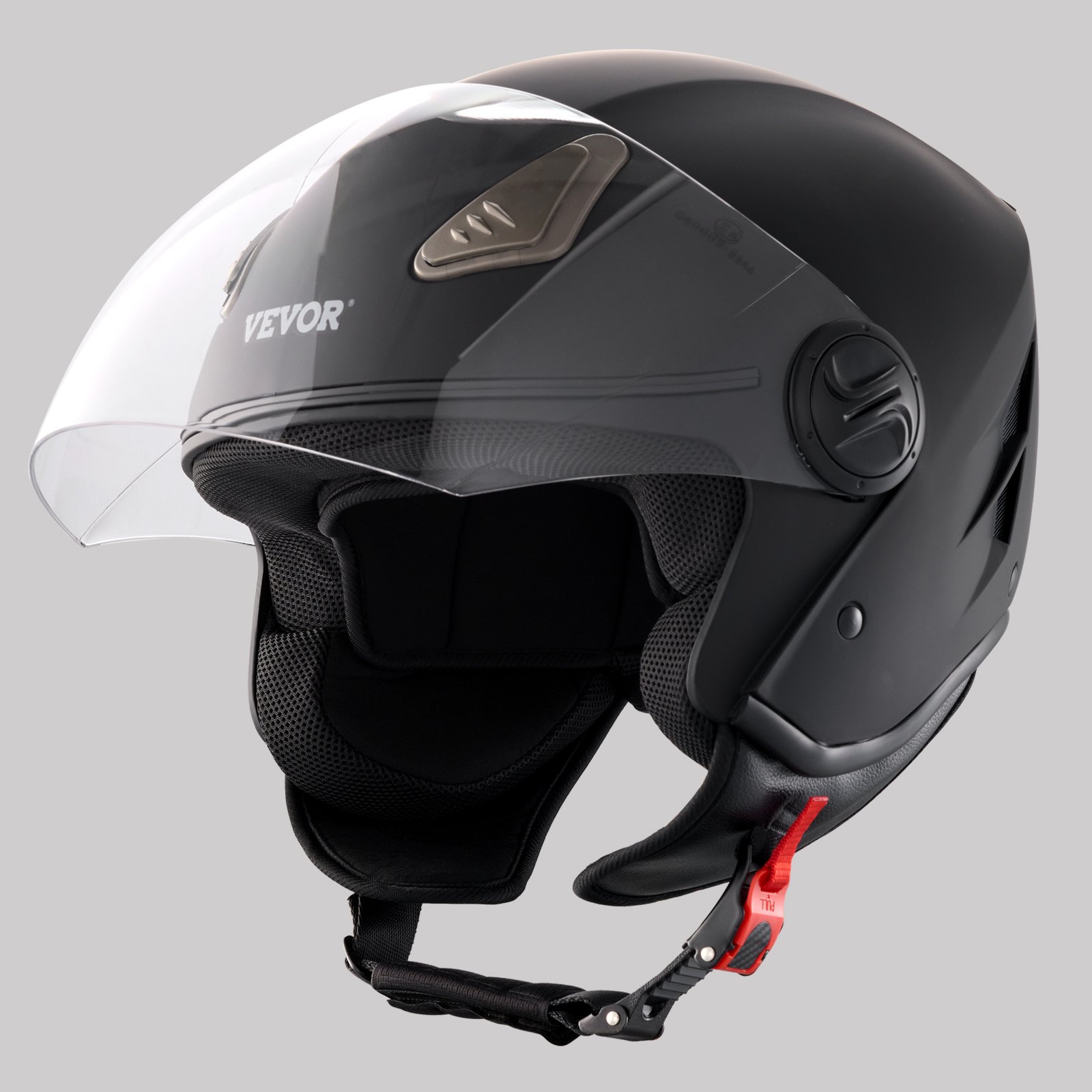 Motorradhelm Motocross-Helme 3/4 Gesicht Größe L, Helme Aus ABS Mit Bluetooth-Schlitz & Wechselglas, DOT-geprüfter Bequemer Motocross-Helm, Für Jugendliche & Erwachsene Schwarz