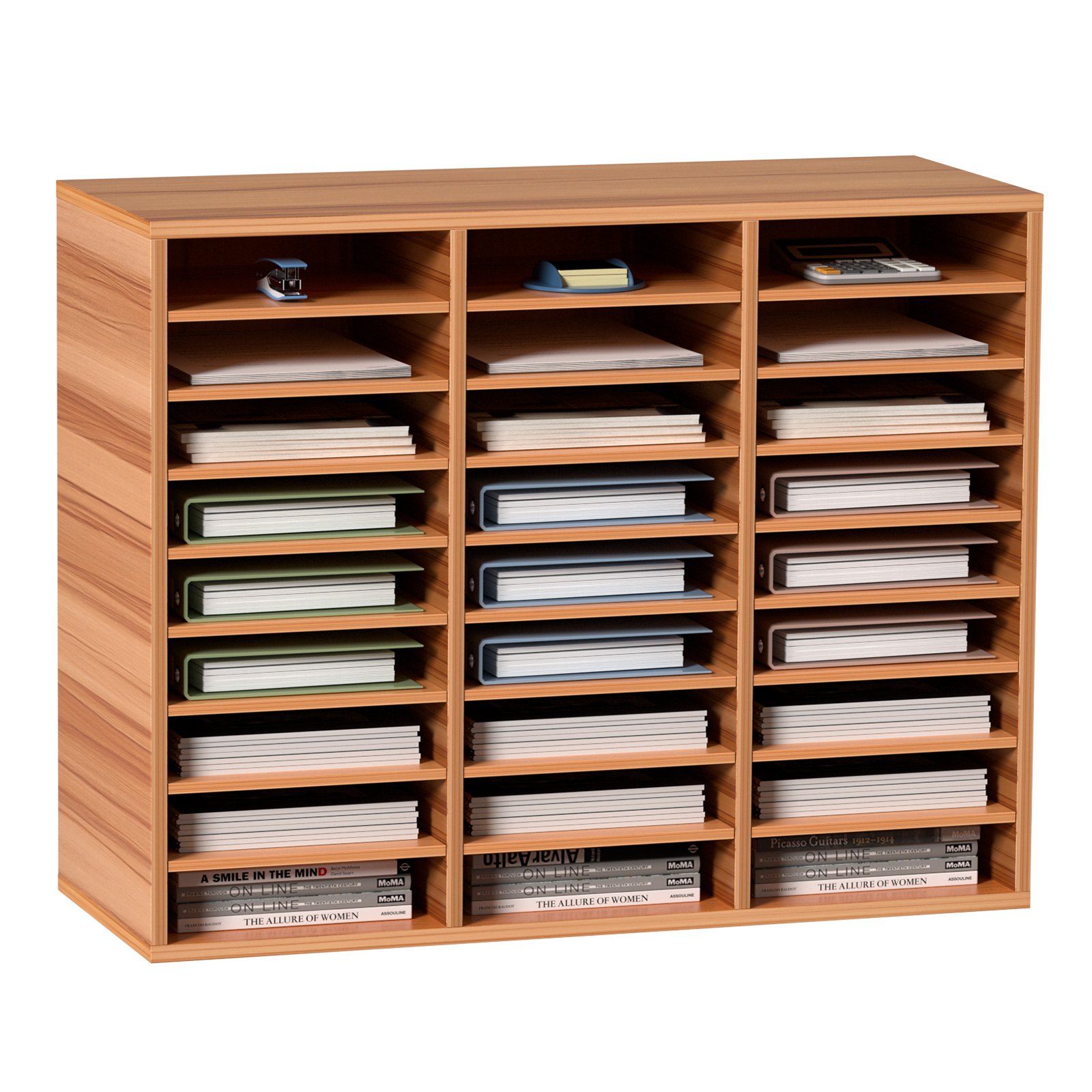 Literatur-Organizer Aus Holz Mit 27 Fächern, Verstellbare Regale, Postcenter Aus Mitteldichter Faserplatte, Aufbewahrung Für Akten, Dokumente, Papiere, Zeitschriften Im Büro, Zuhause, Schule