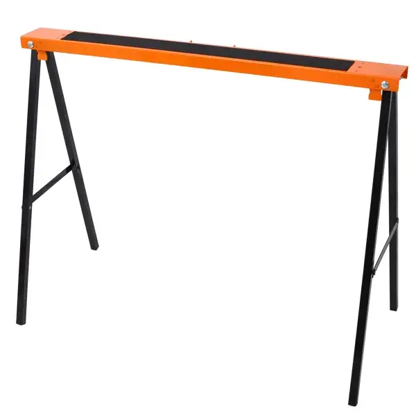 Saw Horses 2 Pack, Folding Portable Work Horse With Fast Open Legs, Convenient Handle, Heavy Duty Steel Sawhorse For Garage, Workshop, Fully Assembled,orange+bl