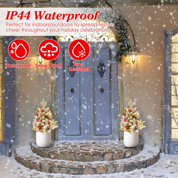 50 LED Lifelike Artificial Christmas Tree - 8 Lighting Modes, Auto 6H/18H Timer & IP44 Waterproof, Battery Operated Mini Tree With Red Berries For Holiday Home Porch Garden Decor