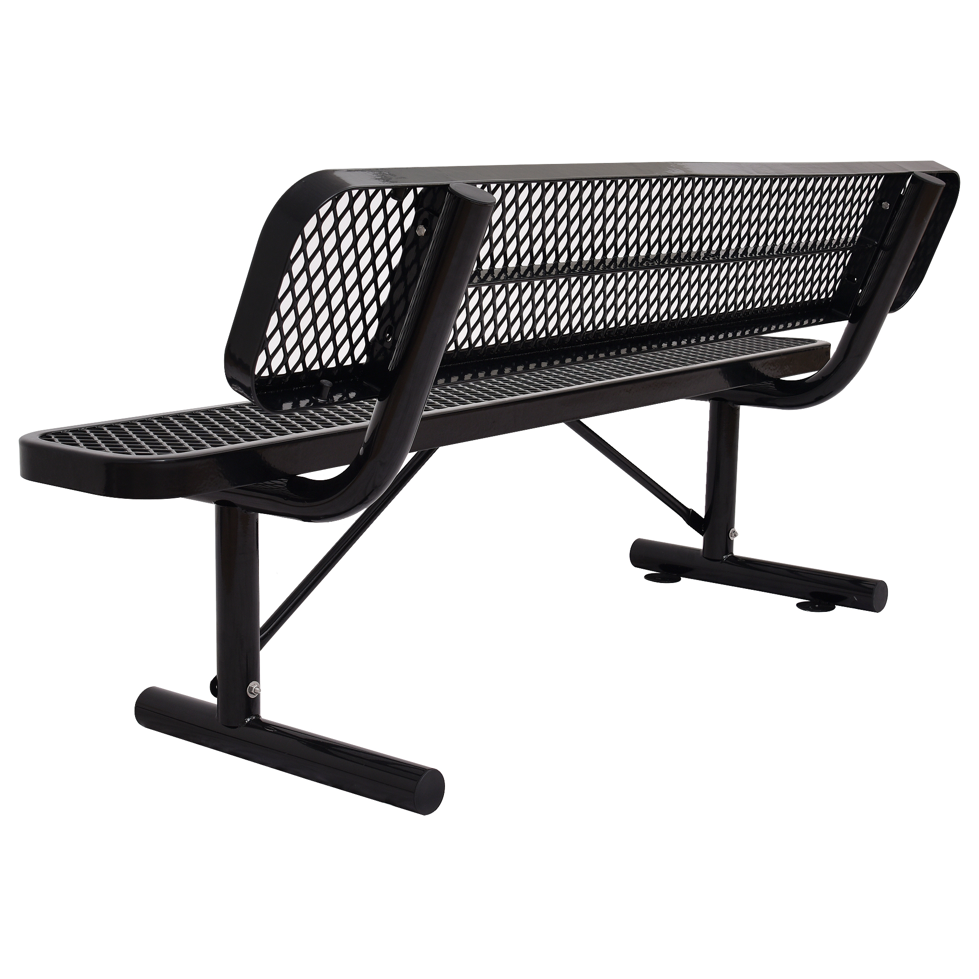 6 Ft. Outdoor Steel Bench With Backrest BLACK