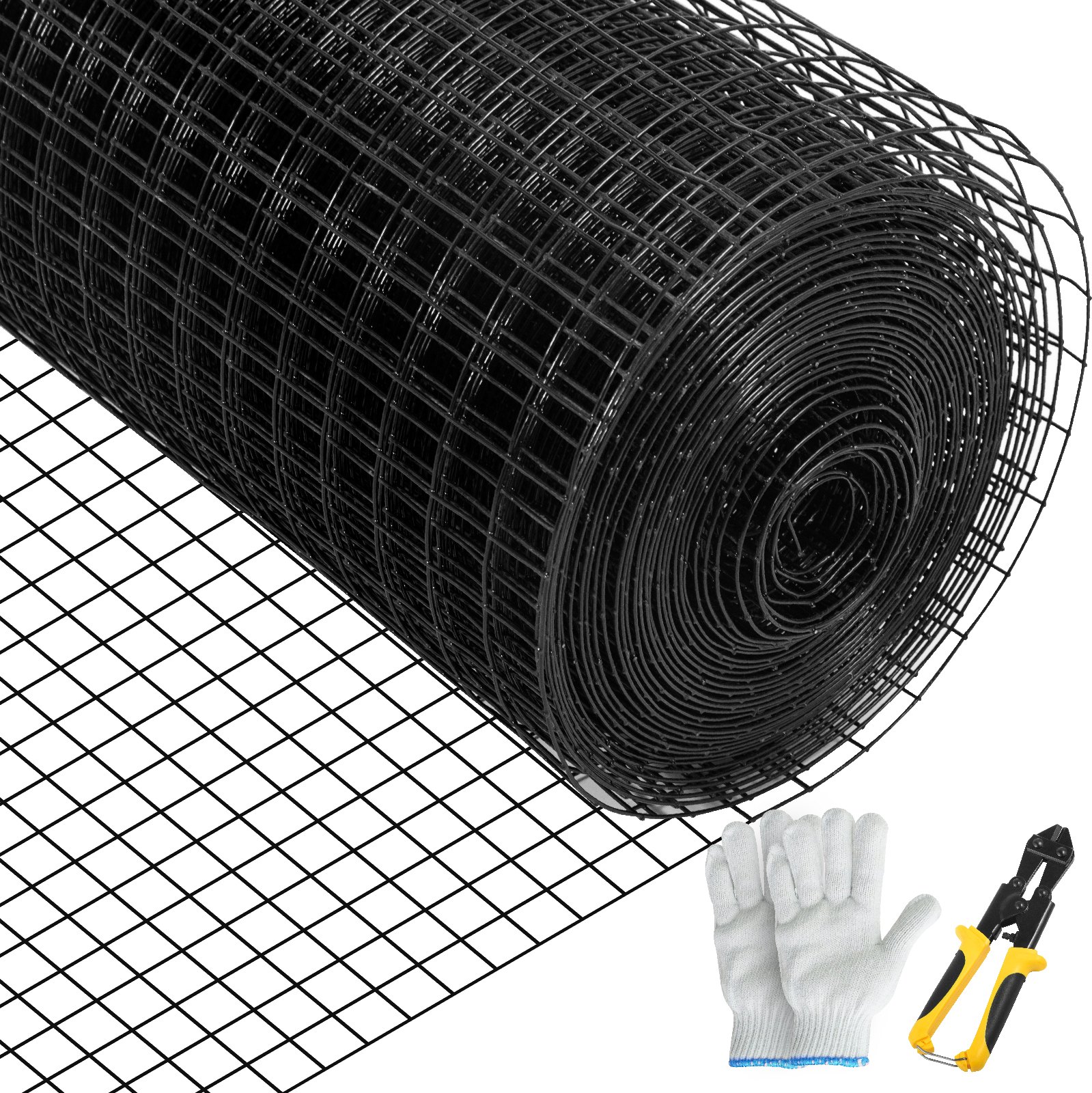 VEVOR Geflügelnetz, verzinkt und schwarz vinylbeschichtet, 16-Gauge-Draht, für Gartenzäune und Tiergehege_voghion.com