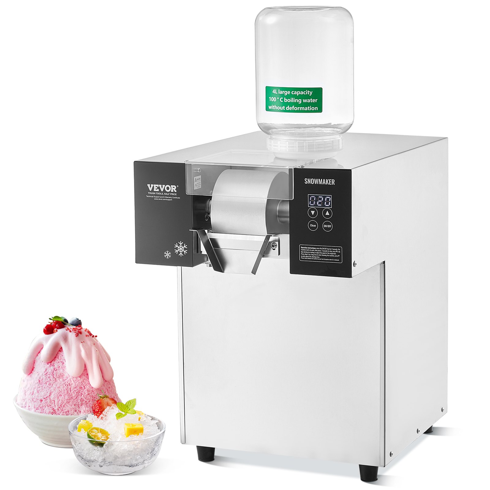 Kommerzielle Schneeflocken-Eismaschine Schneeeisbereiter, 175 Kg / 24 Std. Schneeflocken-Eismaschine, Eisrasierer Elektrischer Schneekegel-Maker Mit FlĂźssigkeitskĂźhlsystem & Touch-Screen