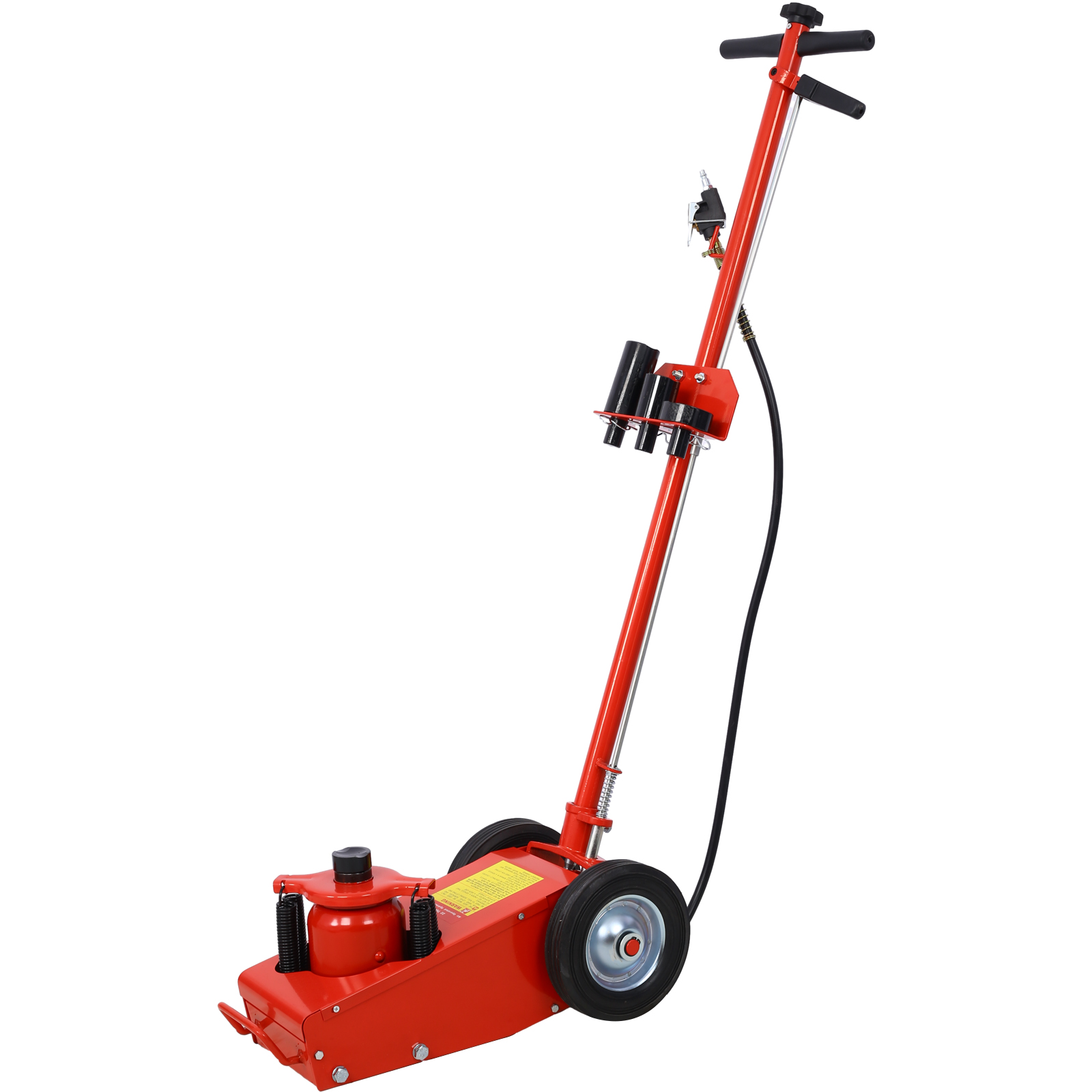 35 Ton Hydraulic Floor Jack Air Operated Axle Bottle Jack With 4 Extension Saddle Set Built-in Wheels, Red