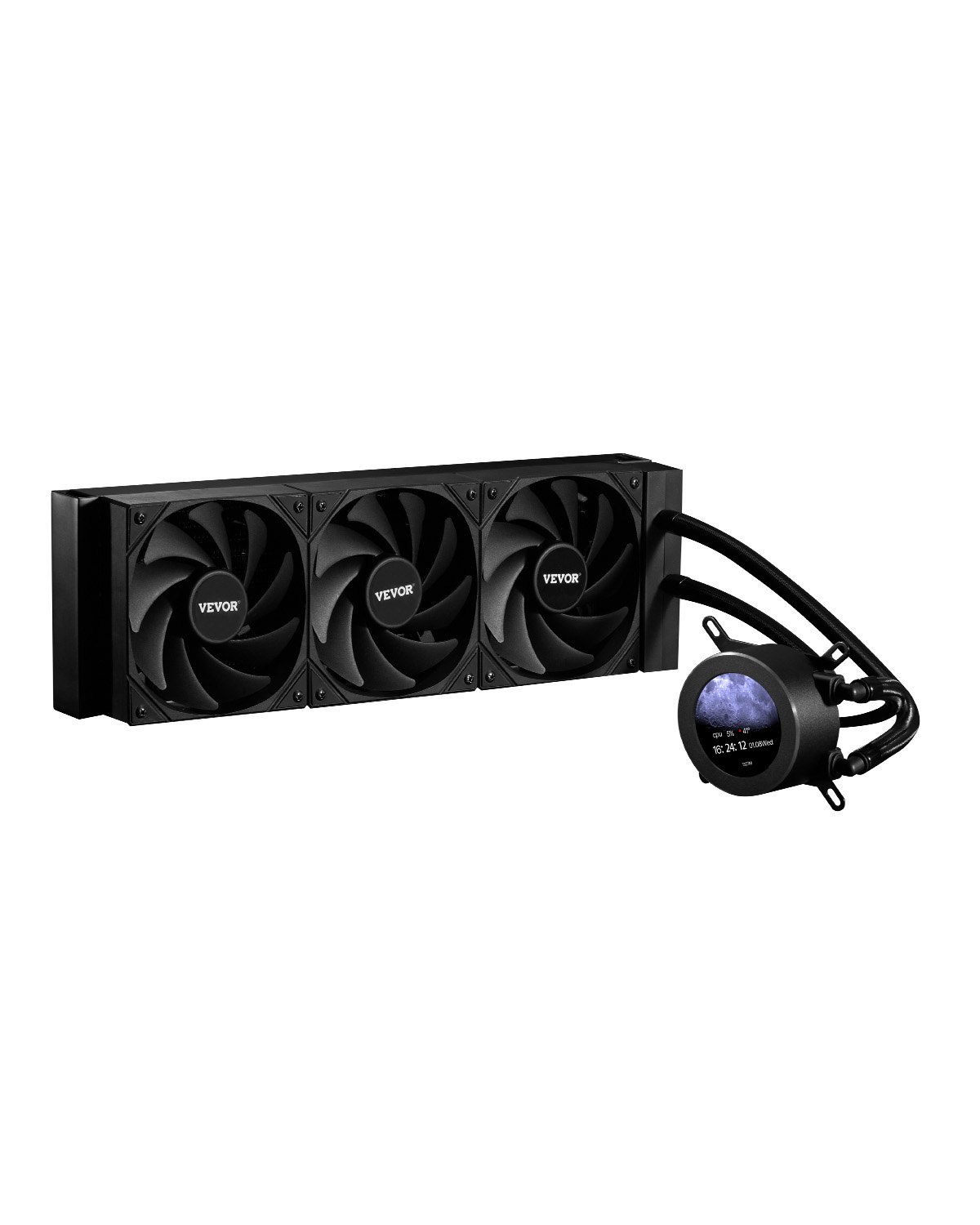 CPU-Flüssigkeitskühler, AIO-CPU-Wasserkühler, 3x 120 Mm PWN-Lüfter, Pumpe & 53 Mm LCD-Display, Max. 2200 U/min CPU-Kühlerlüfter, Kompatibel Mit Intel 115X/1366/2011/1700/1200, AMD AM4/AM5