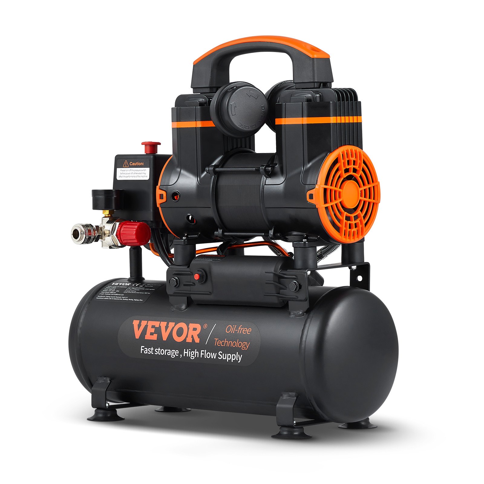 VEVOR 2,1-Gallonen-Luftkompressor, 1,2 PS, 2,2 CFM, 90 PSI, ölfreier Luftkompressortank, max. 116 PSI Druck, 70 dB, ultraleiser Kompressor_voghion.com
