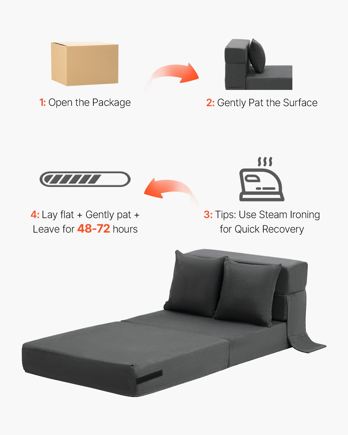 Schlafsofa Mit 2 Kissen Und Waschbarem Memory-foam-bezug_voghion.com