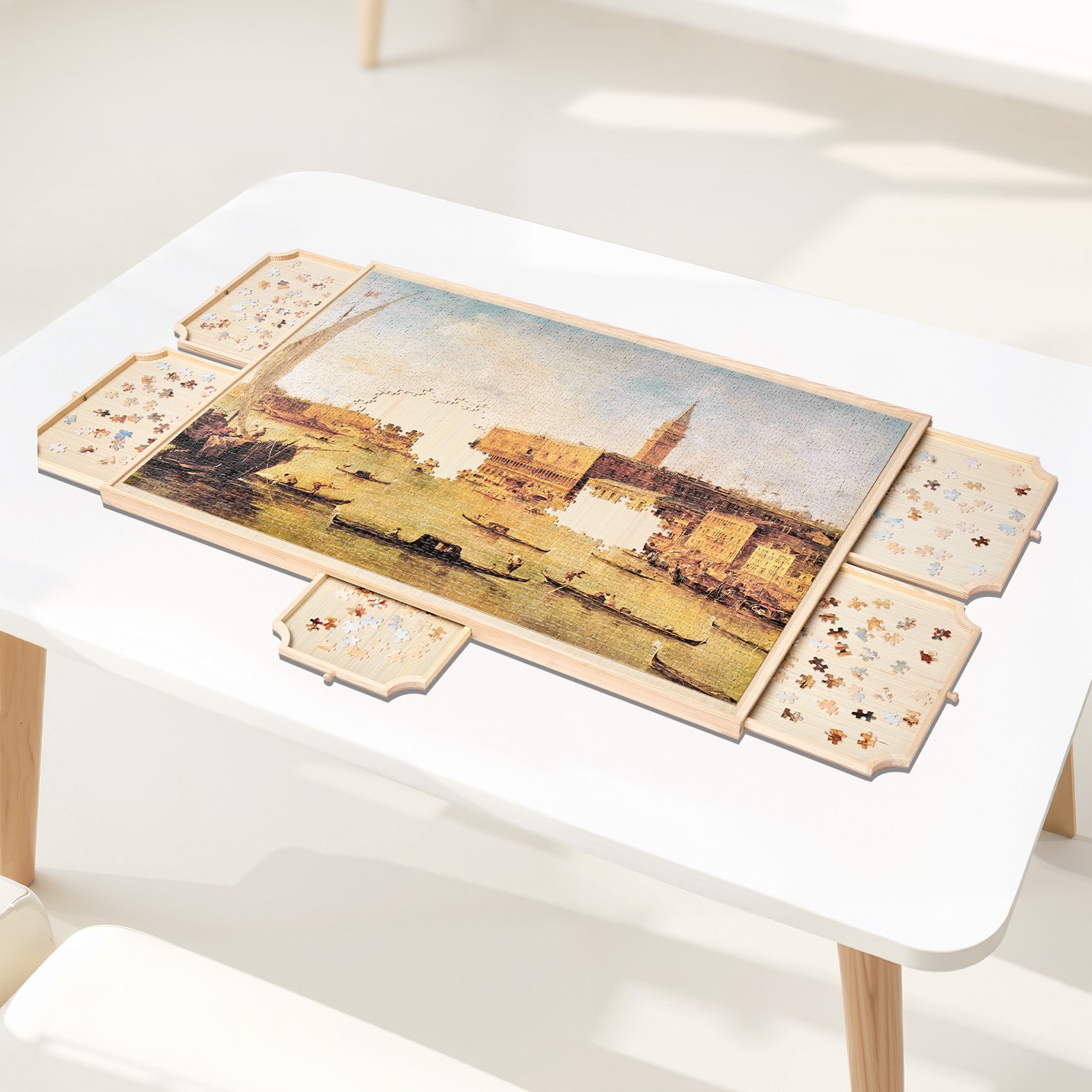 Drehbare Puzzletisch Mit 5 Schubladen Und Abdeckung Für Erwachsene_voghion.com