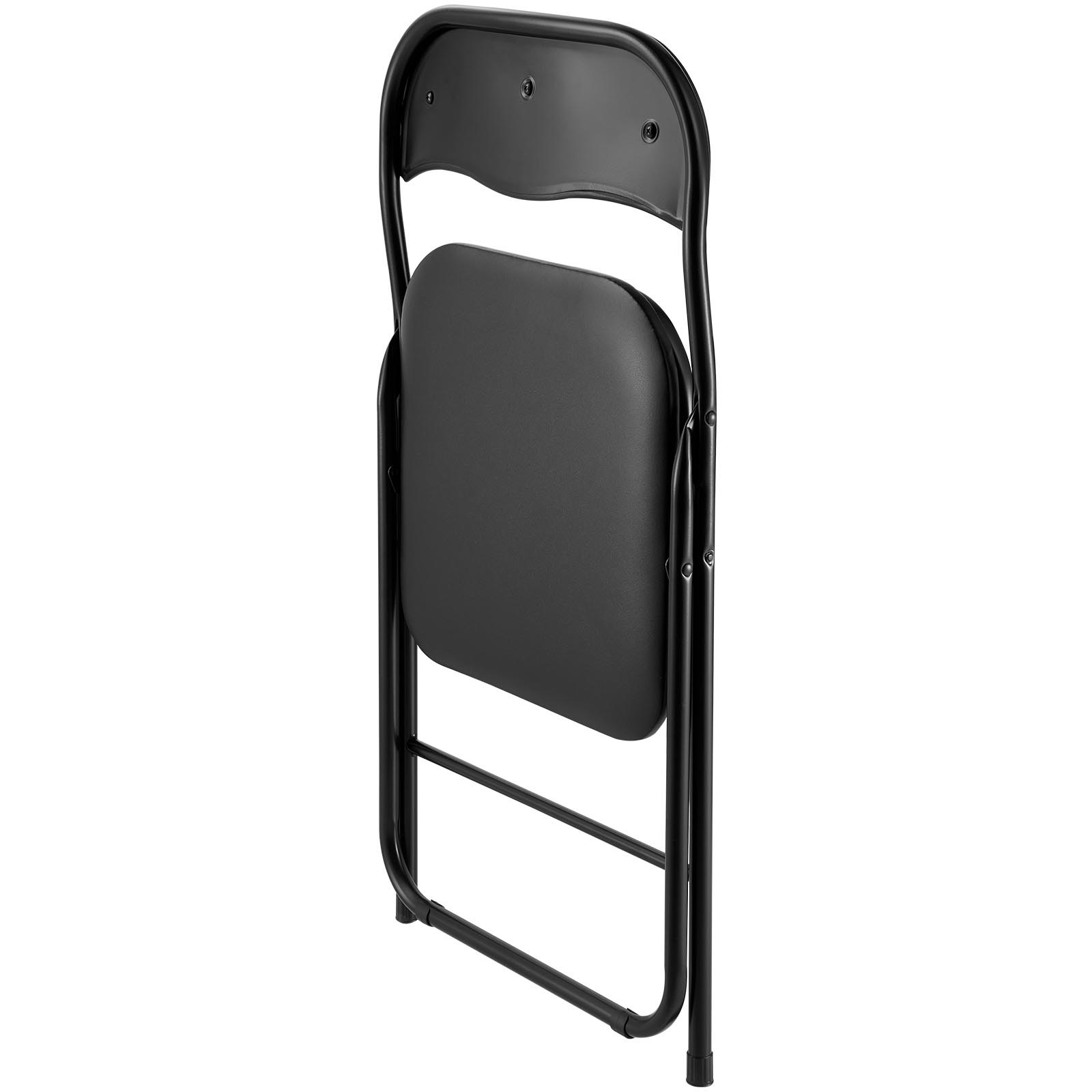 4er-Set faltbare Lederstühle – Tragbare Campingstühle mit Metallrahmen und gepolstertem Sitzkissen, stapelbar für drinnen und draußen, Schwarz_voghion.com