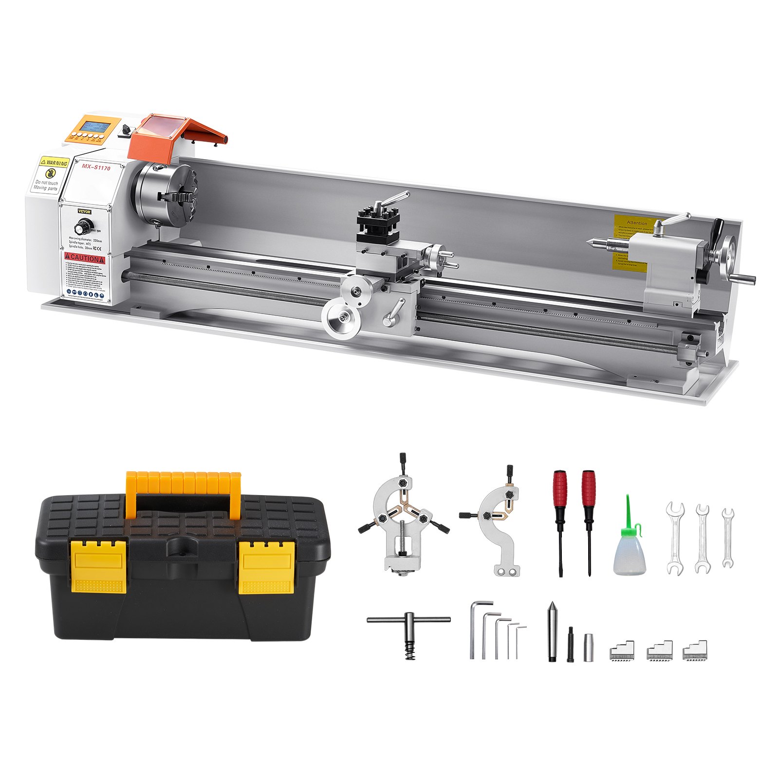 Metalldrehmaschine 220x1000 Mm Drehmaschine Automatischer Vorschub 2500 U/min Drehzahl 1250 W Bürstenloser Motor, Mit Zubehör, Tischdrehmaschine Für Die Bearbeitung Von Präzisionsteilen