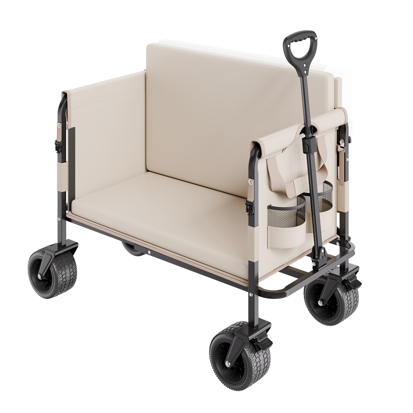 Bollerwagen, Handwagen 250 Kg Tragkraft, 2-in-1-Klappwagen, Umwandelbar In Eine Bank, Mehrzweckwagen Mit Verstellbarem Griff, Outdoor-Wagen Für Lebensmitteleinkauf, Camping, Gartenarbeit