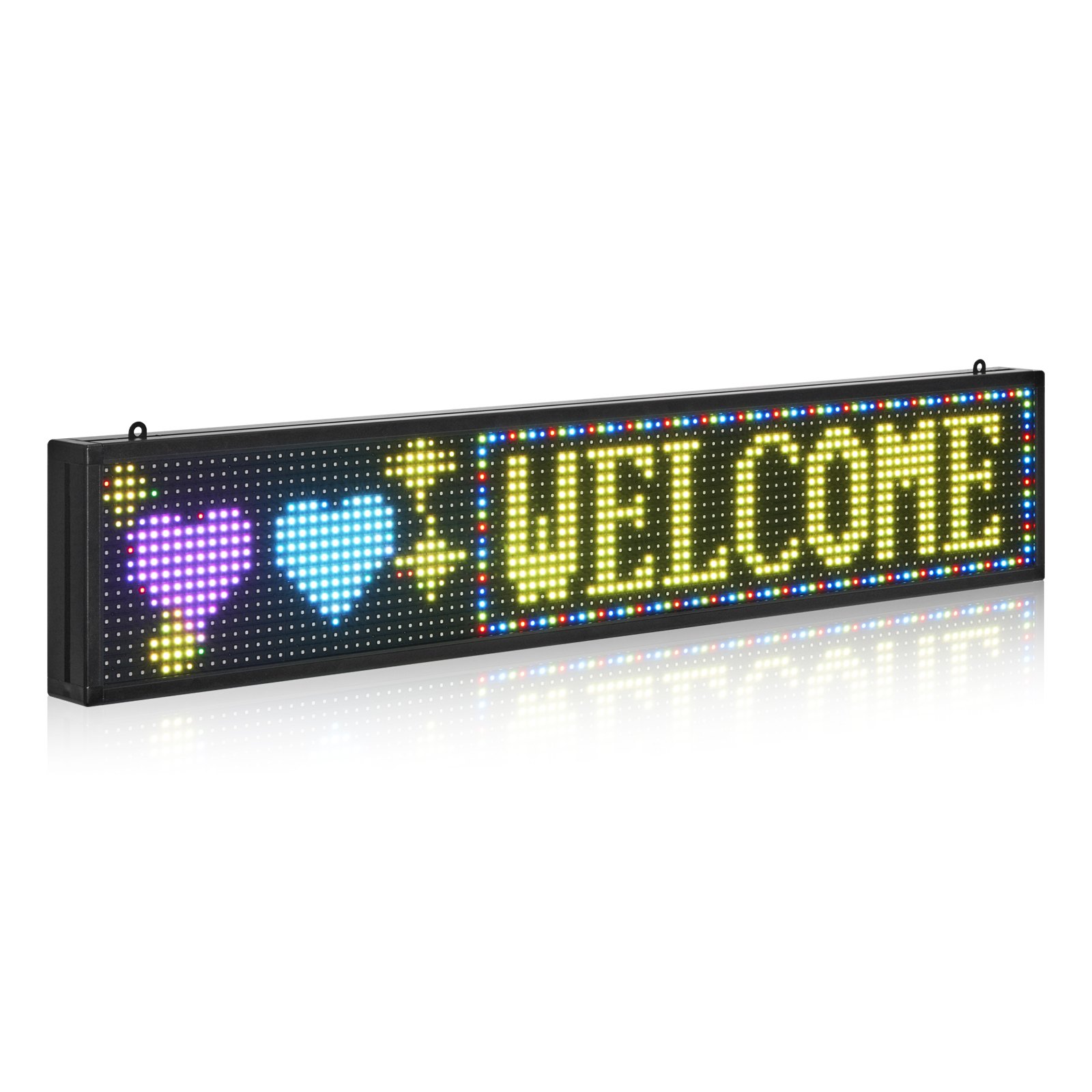 Programmierbare LED Zeichen P10 Vollfarbe Flexibles Digitales Scrolling Panel, DIY Anzeigetafel Mit Benutzerdefiniertem Textmuster Und GIF & Bluetooth App Steuerung (990 X 190 X 55 Mm)