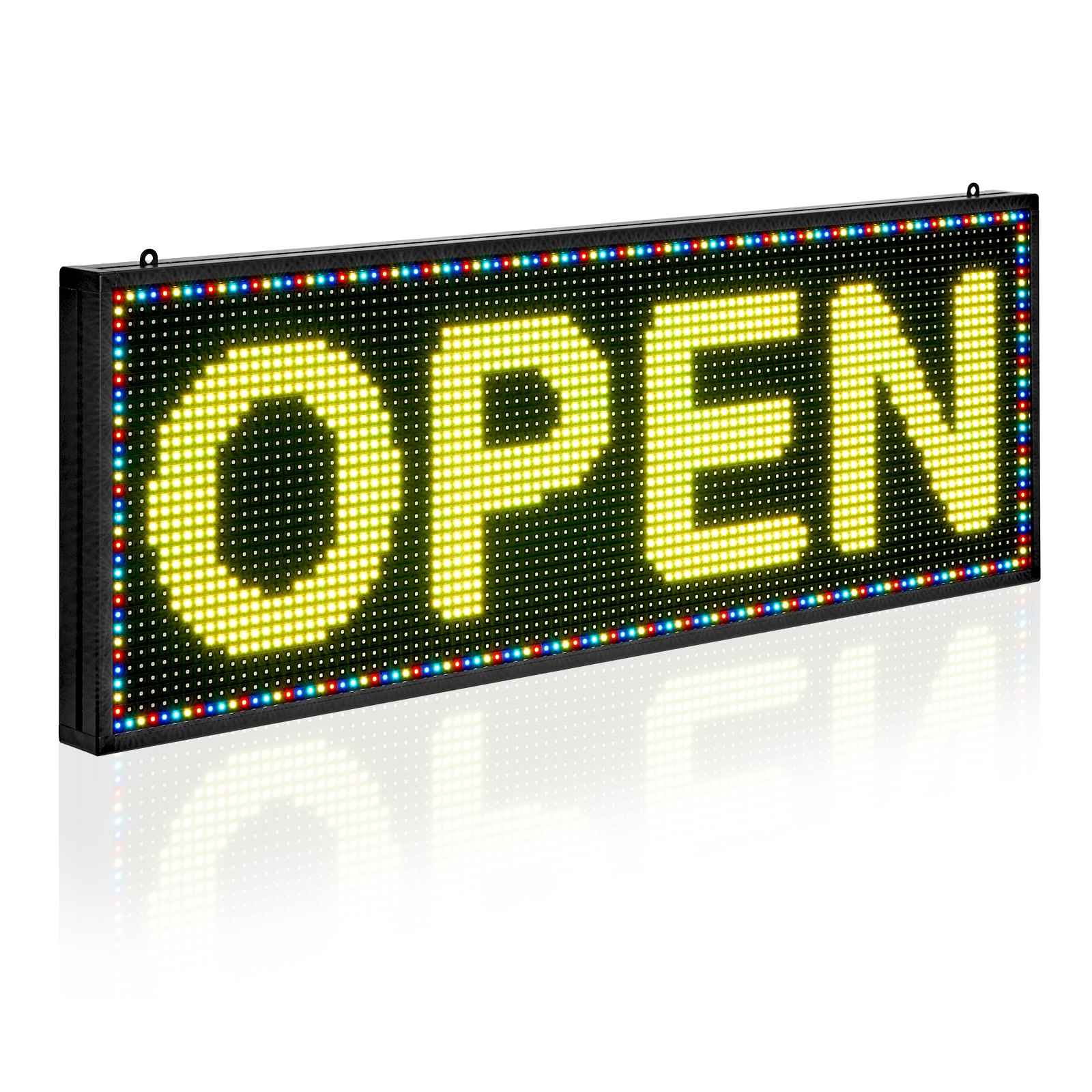Programmierbare LED Zeichen P10 Vollfarbe Flexibles Digitales Scrolling Panel, DIY Anzeigetafel Mit Benutzerdefiniertem Textmuster Und GIF & Bluetooth App Steuerung LED Laufschrift (99 X 35 Cm)