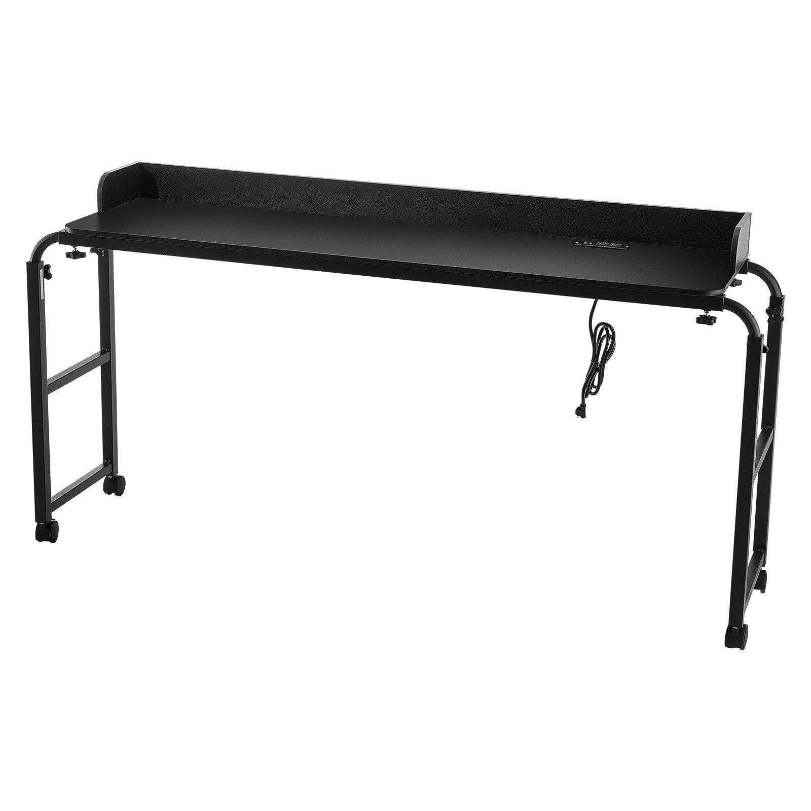 Verstellbarer Nachttisch – Tragbarer Laptop-Rolltisch mit 4 Rollen (2 mit Bremsen) und Steckdose, robuster Nachttisch aus Sperrholz fürs Arbeitszimmer_voghion.com