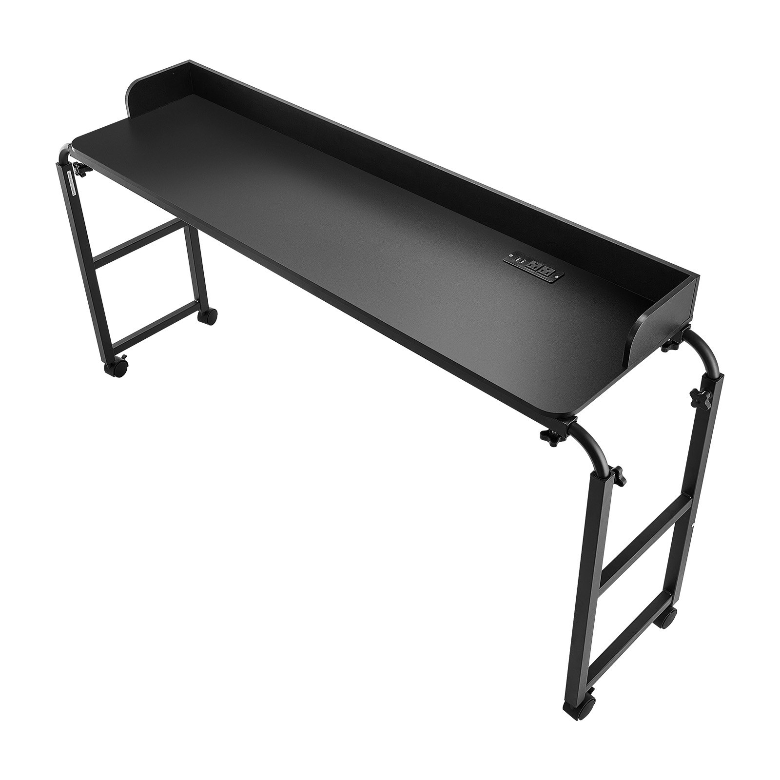Verstellbarer Nachttisch – Tragbarer Laptop-Rolltisch mit 4 Rollen (2 mit Bremsen) und Steckdose, robuster Nachttisch aus Sperrholz fürs Arbeitszimmer_voghion.com