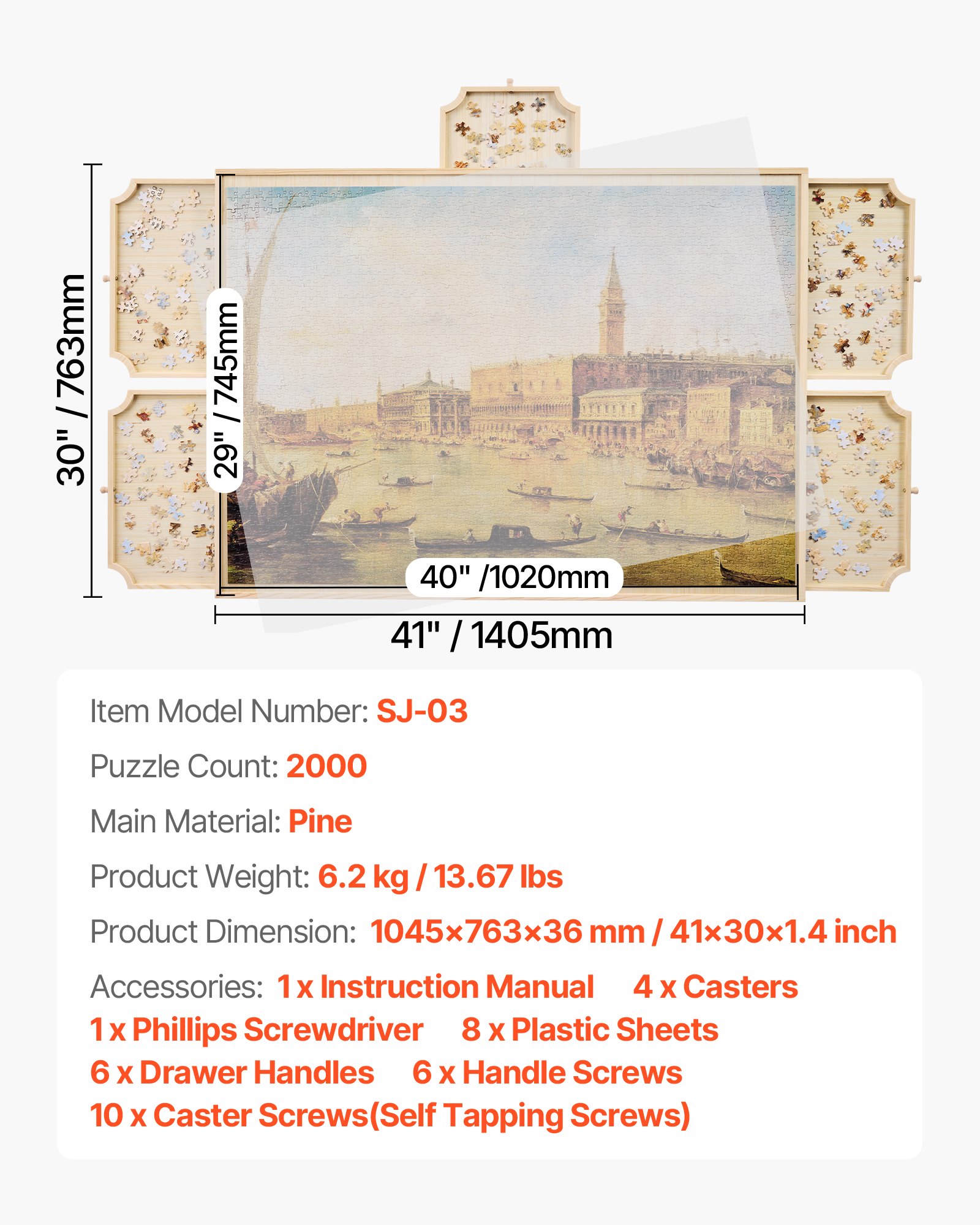 Drehbare Puzzletisch Mit 5 Schubladen Und Abdeckung Für Erwachsene_voghion.com