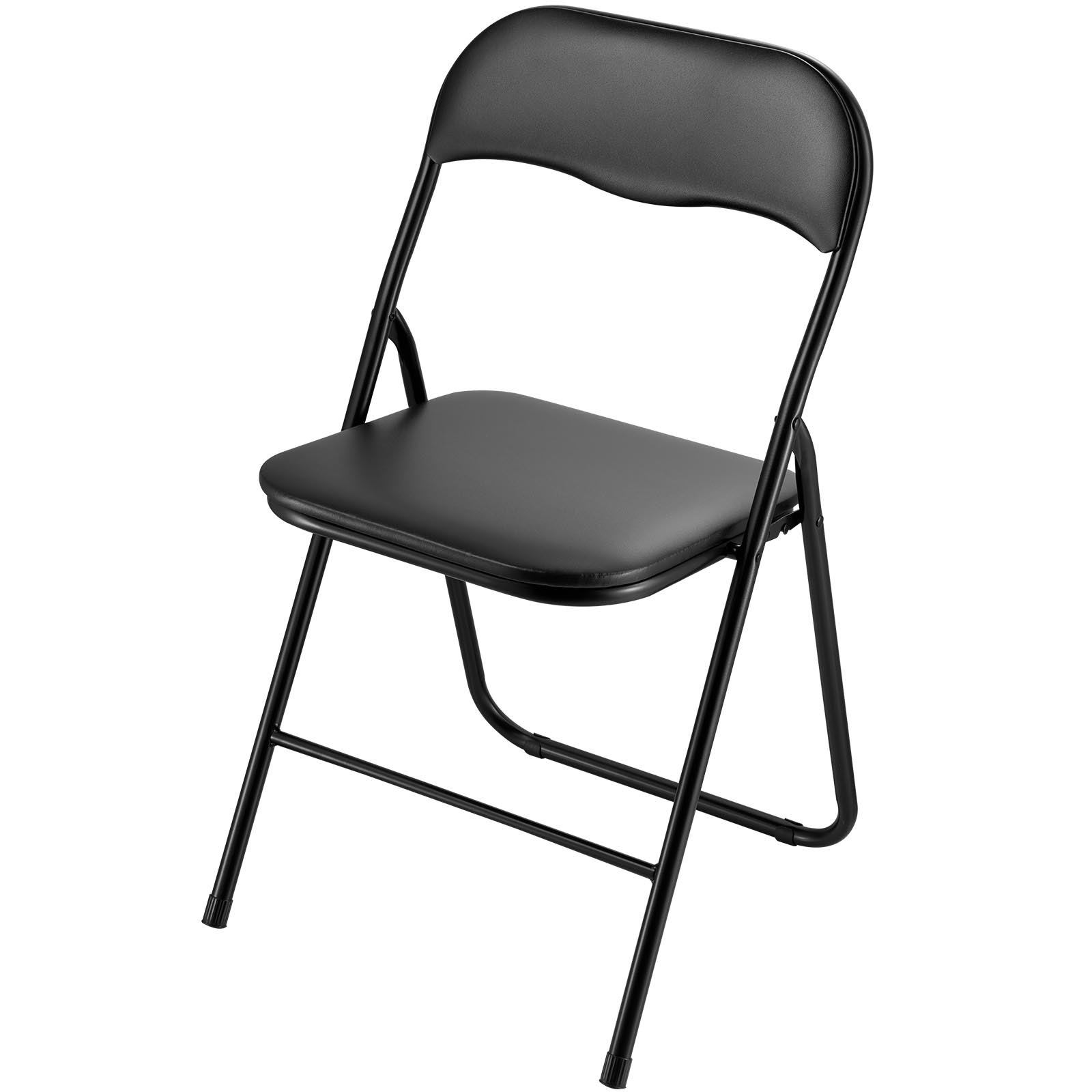 4er-Set faltbare Lederstühle – Tragbare Campingstühle mit Metallrahmen und gepolstertem Sitzkissen, stapelbar für drinnen und draußen, Schwarz_voghion.com