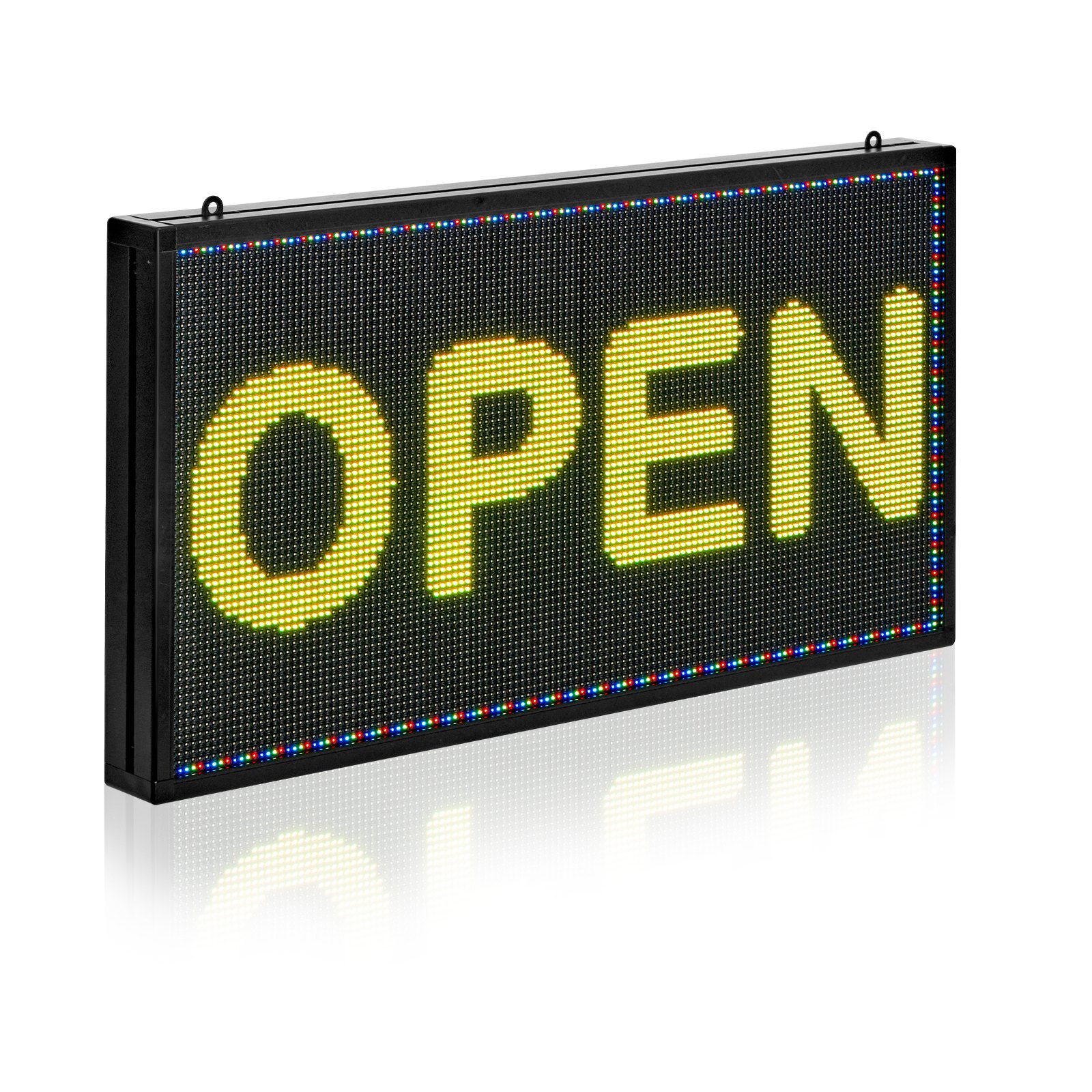 Programmierbare LED Zeichen P10 Vollfarbe Flexibles Digitales Scrolling Panel, DIY Anzeigetafel Mit Benutzerdefiniertem Textmuster Und GIF & Bluetooth App Steuerung (670 X 350 X 55 Mm)