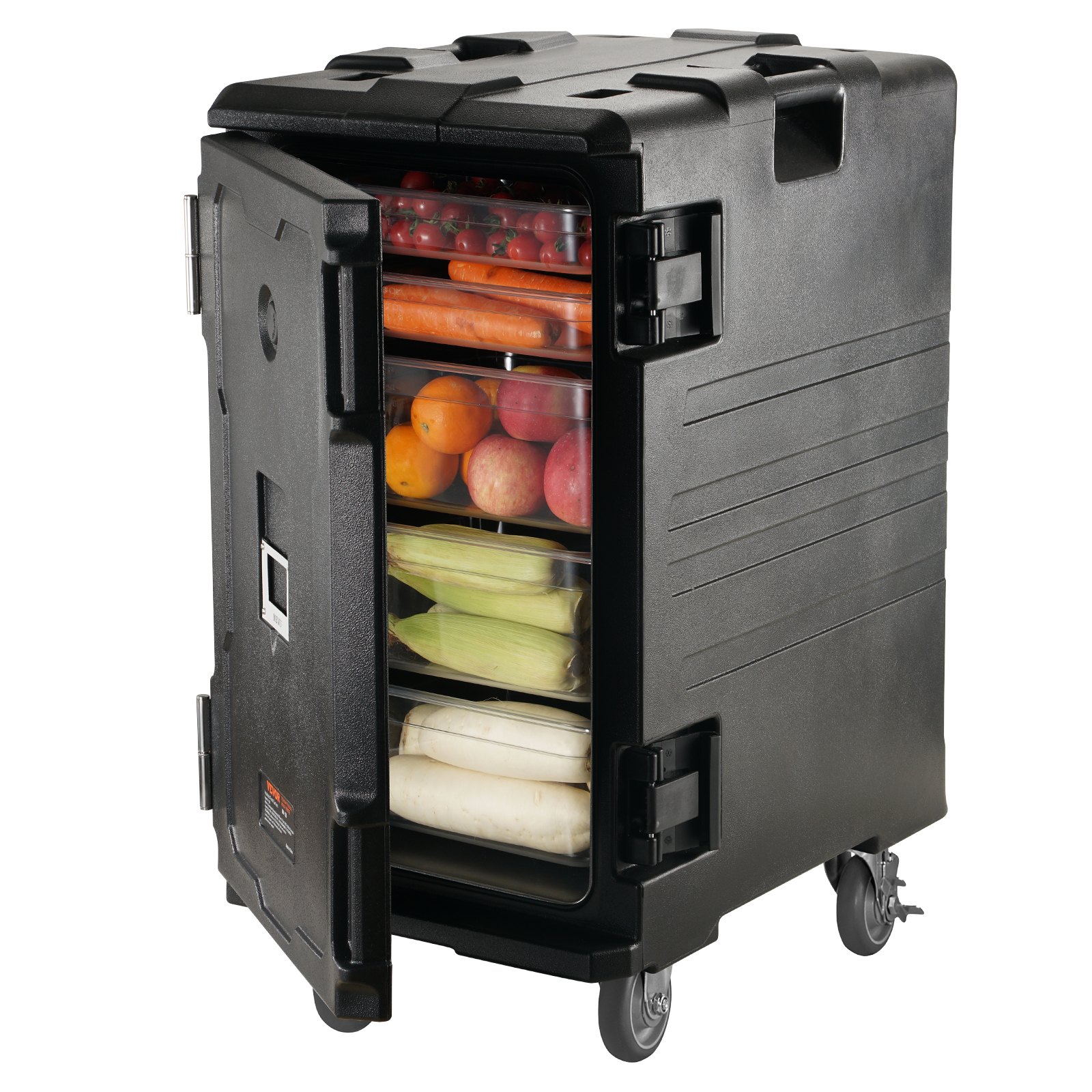 Isolierter Speisebehälter – Frontlader, Catering-Box mit Rollen, 120 l, Schwarz_voghion.com