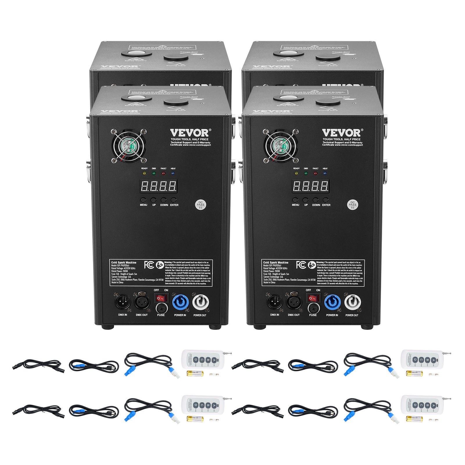 4x Funkenmaschine 700 W Pyrotechnikmaschine Aluminiumlegierung Feuerwerksmaschine DMX Controller Einstellbar 2–5m Cold Spark Machine 7 Min Pro Nachladen Ideal Für Hochzeit, DJ Show, Partys