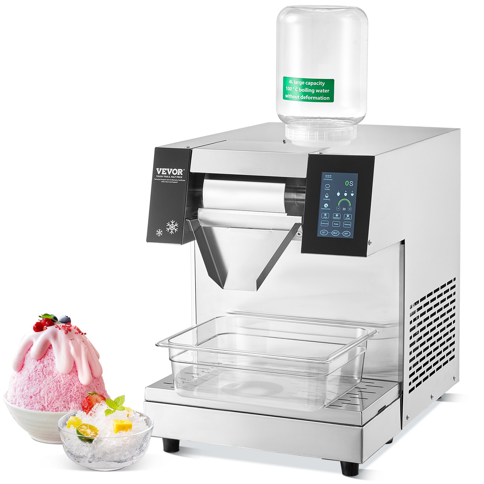 Kommerzielle Schneeflocken-Eismaschine Schneeeisbereiter, 260 Kg/24 HSchneeflocken-Eismaschine, Edelstahl-Eisrasierer, Elektrischer Schneekegel-Maker Mit Luftkühlsystem & Touch-LCD
