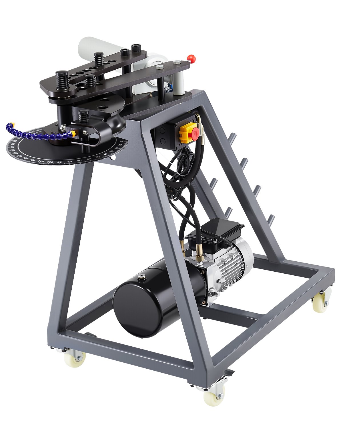 Elektrische Rohrbiegemaschine, 750 W Rohrbieger Mit 6 L Hydraulikzylinder, Rohrbiegegerät Mit Rollen, 3 Matrizen & 180° Max. Biegewinkel, Geeignet Fßr Rohre Von 3/4 Bis 2 Zoll