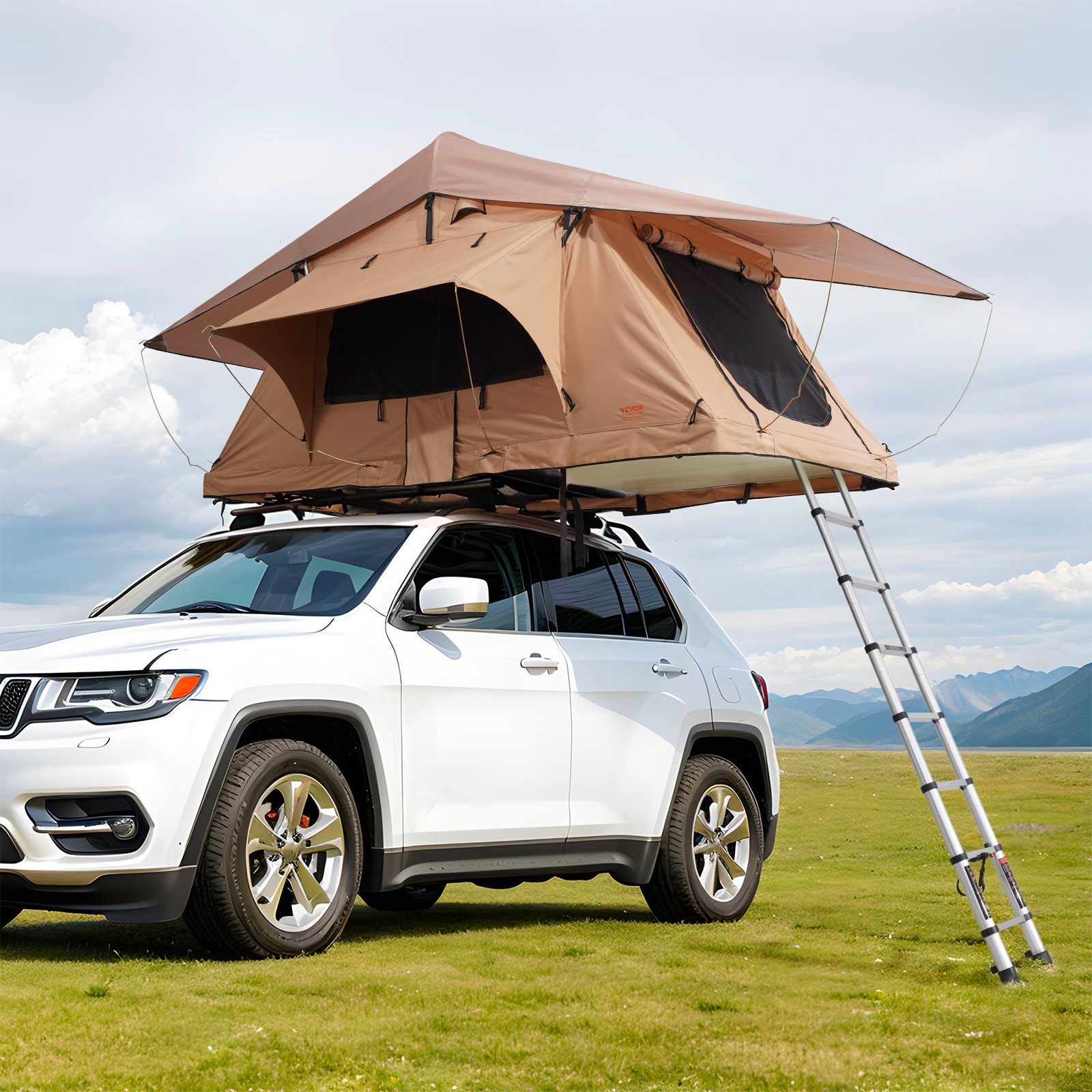 Dachzelt Hartschale Autozelt Camping FĂźr 2â3 Personen, Zusammenklappbares Hartschalen-Dachzelt Mit Einstellbarer Teleskopleiter Matratze, Wasserdicht UV-Schutz FĂźr Jeep SUV Van Pickup