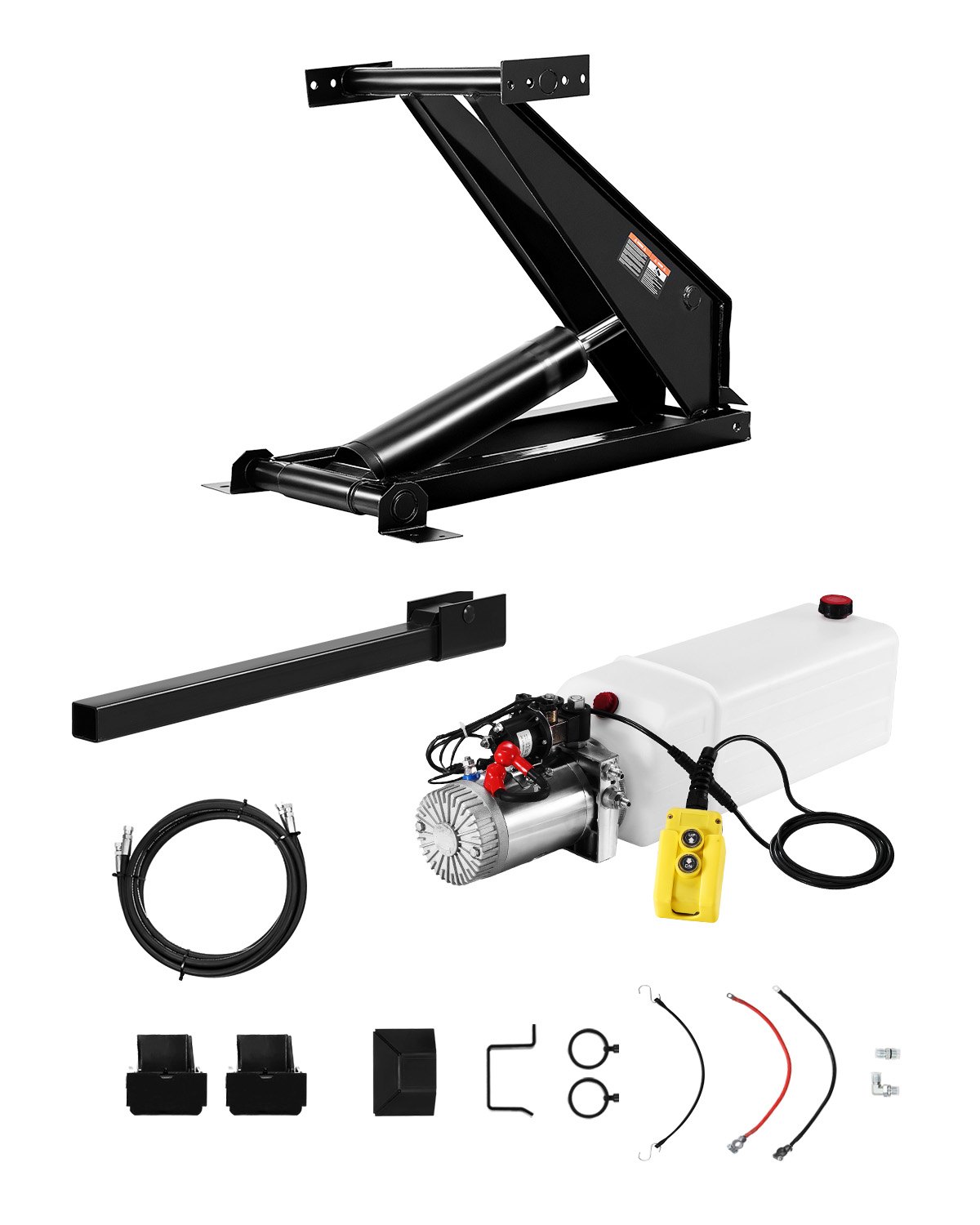 Hydraulisches Kipplift-Kit 8 T Kippanhänger Hydraulisches Scherenhebezeug-Kit, Hydraulisches Kippbett-Kit Mit 12-V-Hydraulikpumpeneinheit Geeignet Für Kippanhänger Mit Scherenhebebühne