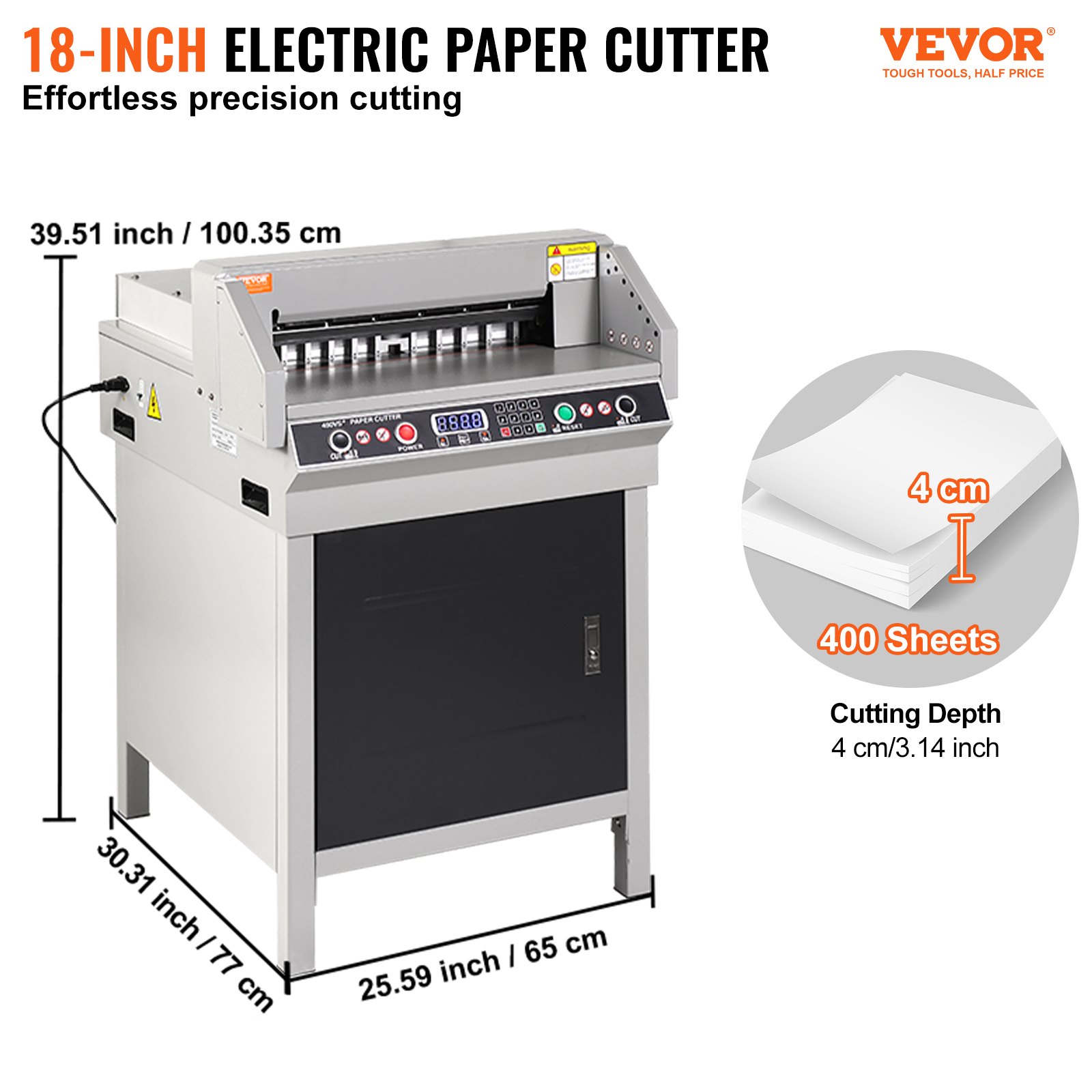 Elektrischer Papierschneider Max. 450 Mm, Elektrische Eckenabrundung, Schnittstärke 40 Mm, Mit Intelligentem LCD-Panel, Positionierung Des Infrarotlichts, Für Etiketten, Büro