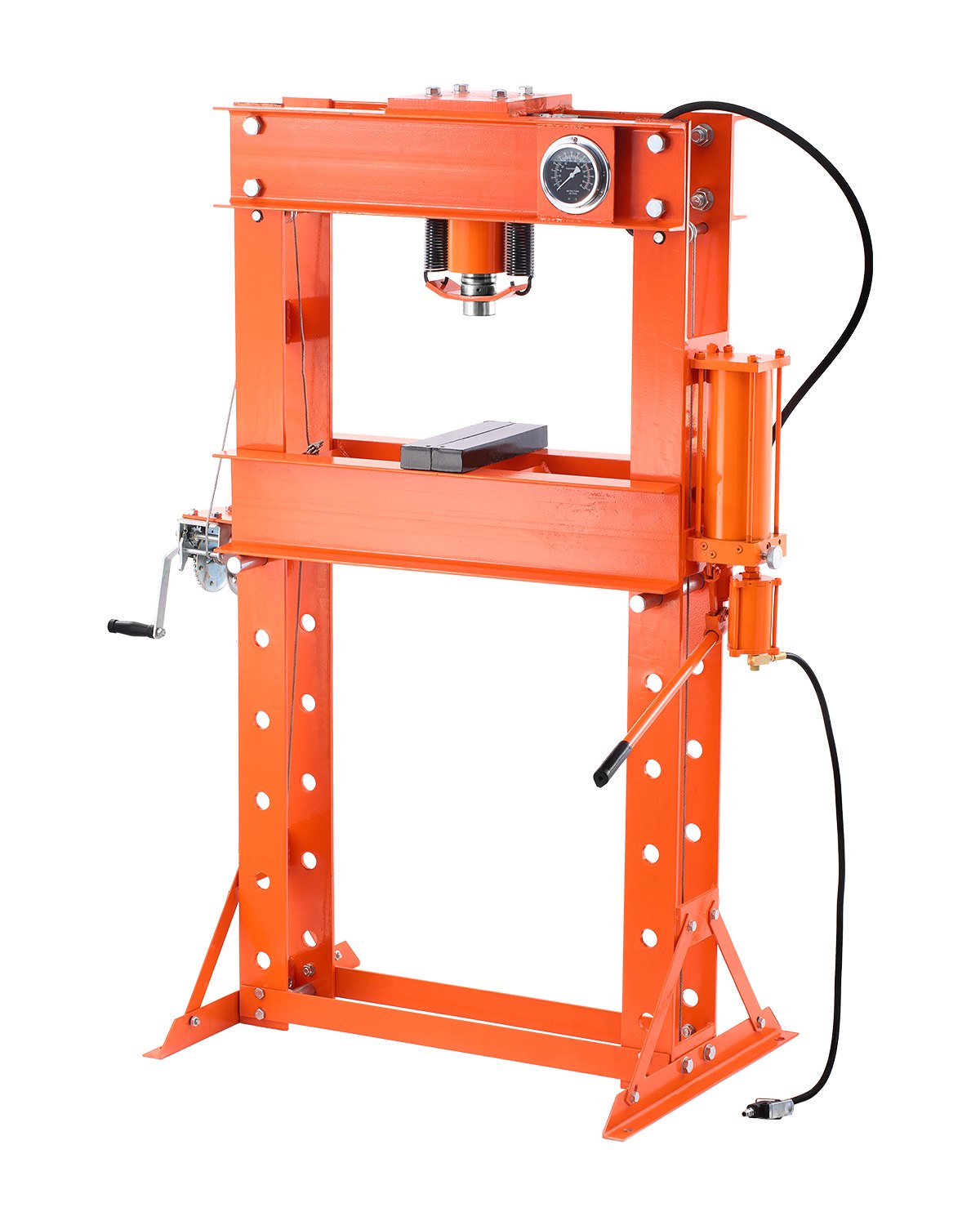 Hydraulische Werkstattpresse 20 T (H-Rahmen) Mit Pressplatte, Einstellbare Hydraulikpresse (Max. Zylinder 185 Mm) Mit Dreieckstütze, Geeignet Zum Biegen & Richten & Stanzen Orange