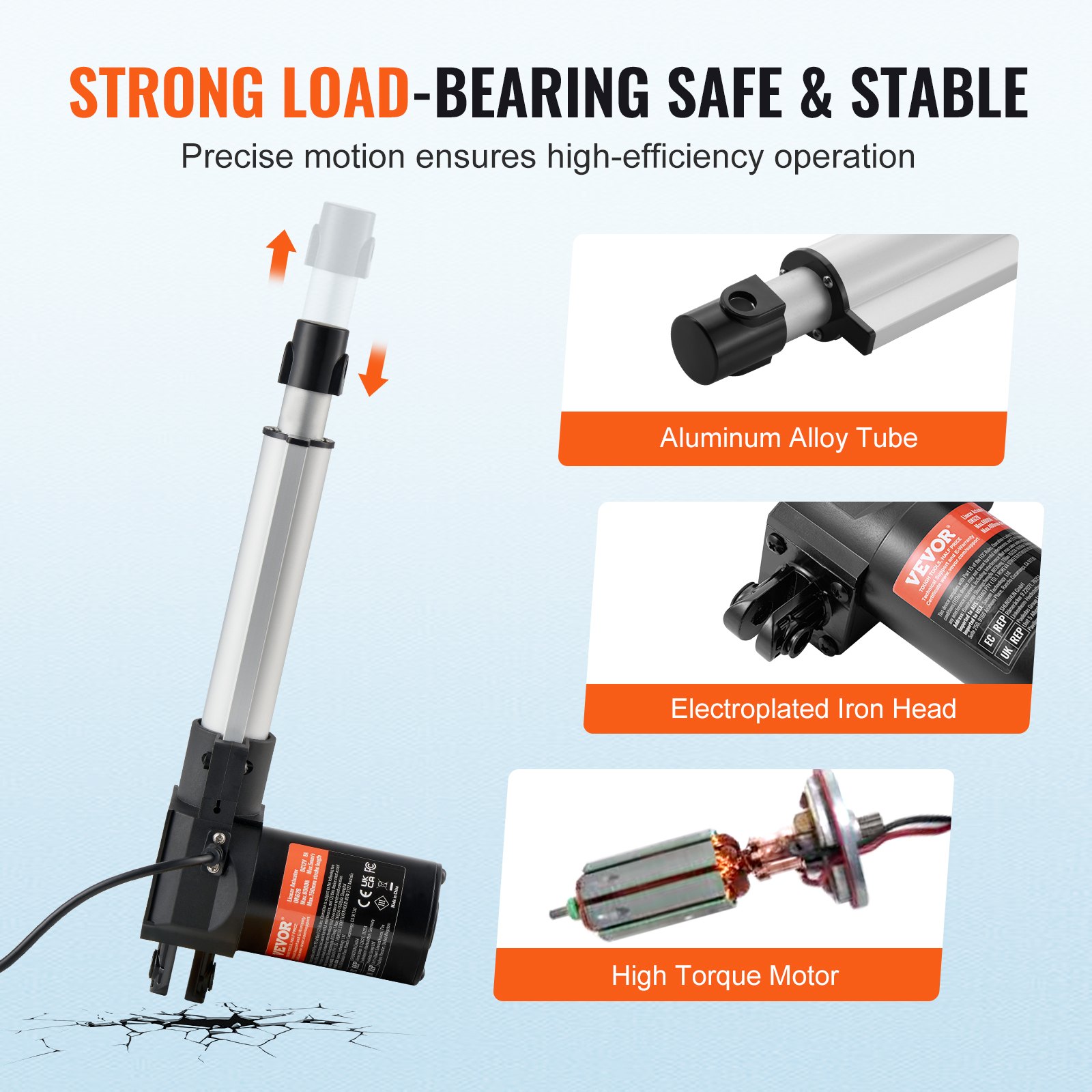 6000N Linear Actuator DC 12V Linearantrieb IP44 Elektrischer Linearmotor 150mm Hublänge Geräuschpegel ≤50dB Elektrische Türöffner 5mm/s Fahrgeschwindigkeit Lineartechnik Verstellantrieb