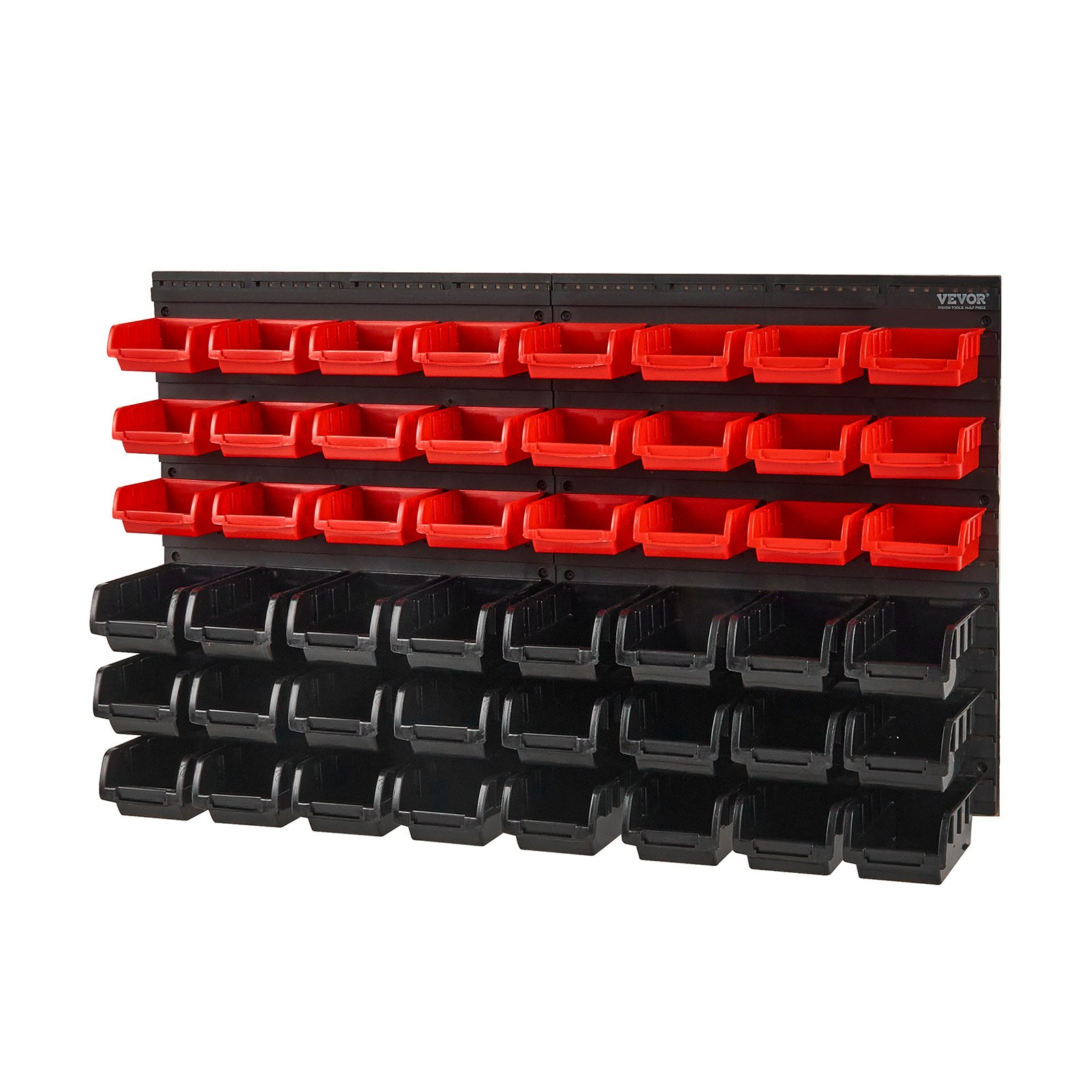 Stapelboxen, 48-Behälter-Teileregal-Organizer Für Garage, Kunststoff-Ladenwerkzeug Mit Wandpaneelen, Werkzeug-Organizer Für Muttern, Bolzen, Schrauben, Nägel, Perlen, Knöpfe, Schwarz Und Rot