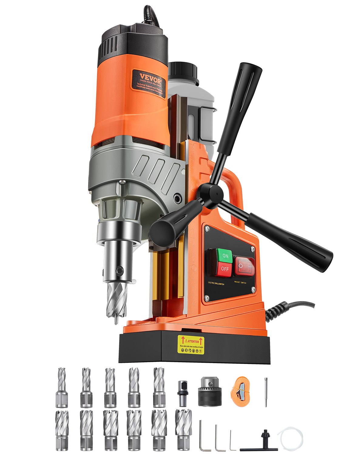 Profi Kernbohrmaschine Magnetbohrmaschine Magnetkraft 12500 N, 850 U/min 1450 W Magnetbohrmaschine 40 Mm Max. Bohrdurchmesser, Magnetkernbohrsystem Für Schiffsbau, Brückenbau Usw. Orange - Image 1