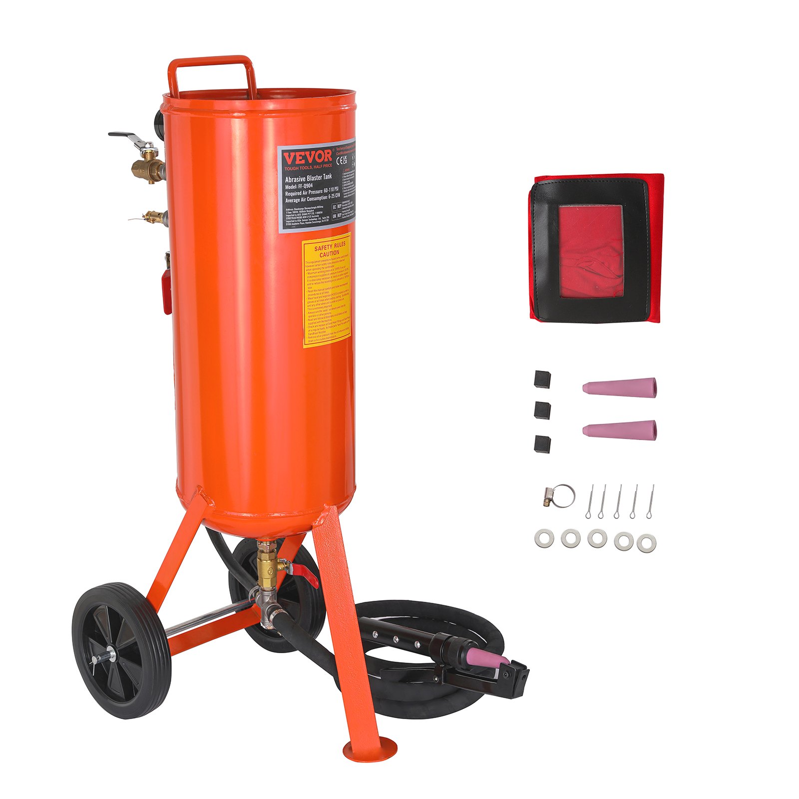 Mobiles Sandstrahlgerät 37 L Sandstrahlanlage 2,3 M Arbeitsschlauch Sandstrahler 60–110 PSI Arbeitsdruck Ideal Zum Entfernen Von Rost, Farbe, Flecken Und Das Polieren Großer Flächen - Image 1