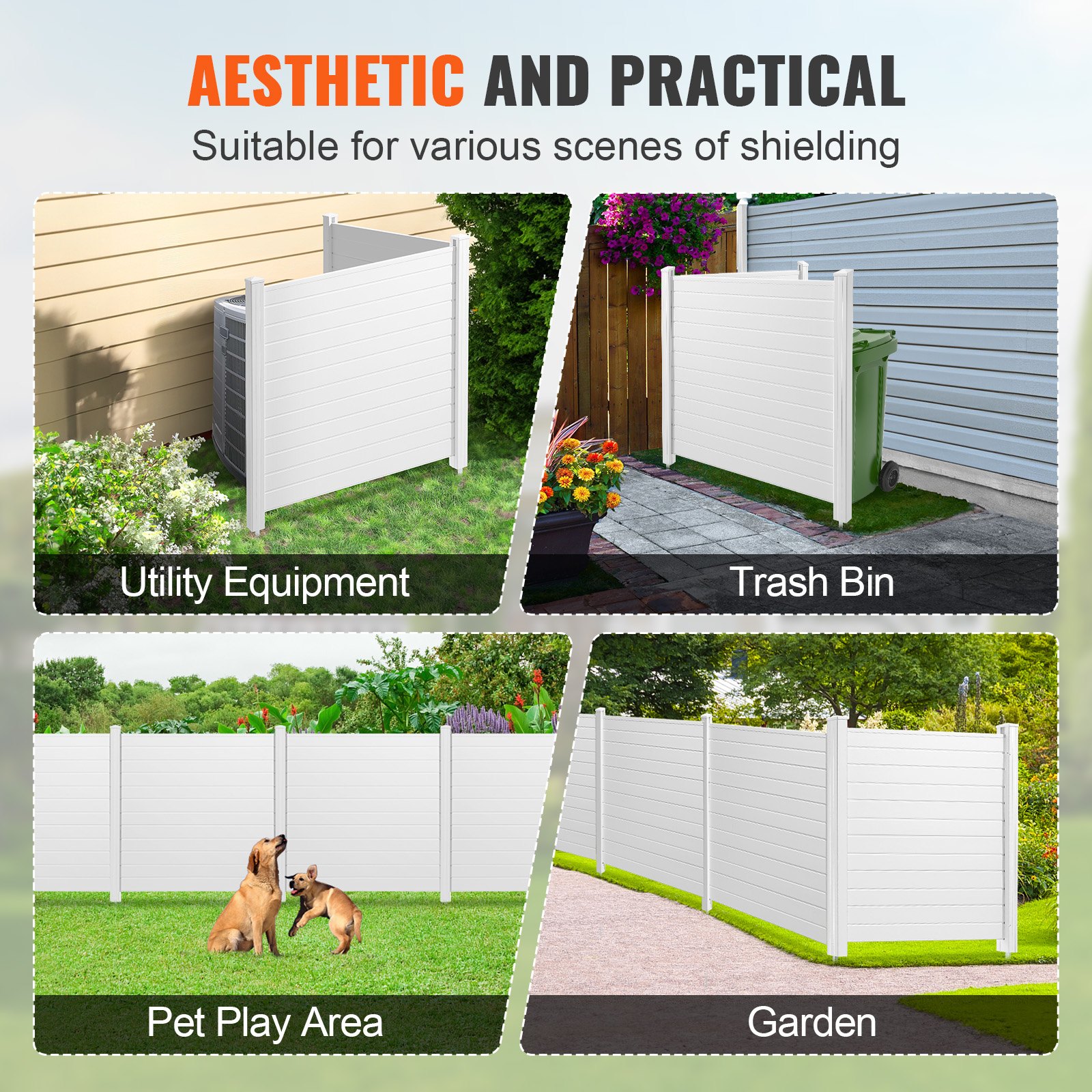 Sichtschutzzaun für den Garten – PVC- und verzinkter Stahl-Windschutzzaun mit Metallpfosten bis zu 70 cm, Lamellenzaun, ideal für Gartengeräte_voghion.com