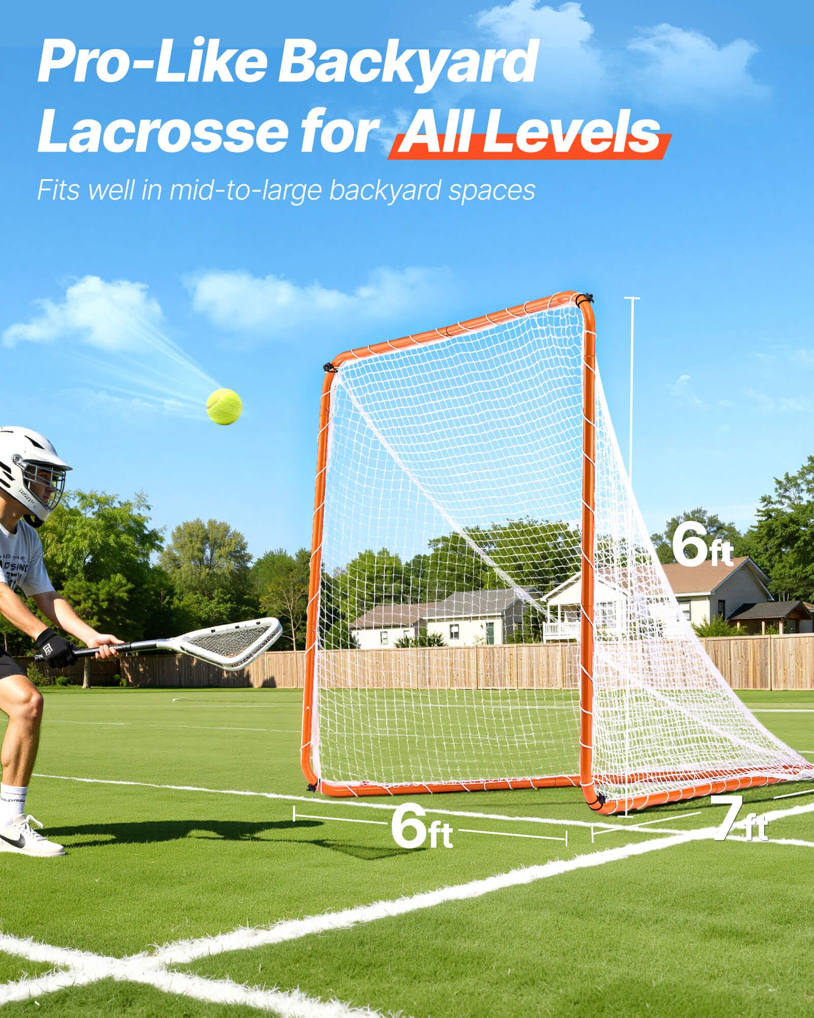 Lacrosse-Tor, 6' X 6' Lacrosse-Netz, Stahlrahmen-Lacrosse-Trainingsausrüstung Für Den Hinterhof, Tragbares Lacrosse-Tor Mit Tragetasche, Schneller Und Einfacher Aufbau, Perfekt Für Das Training