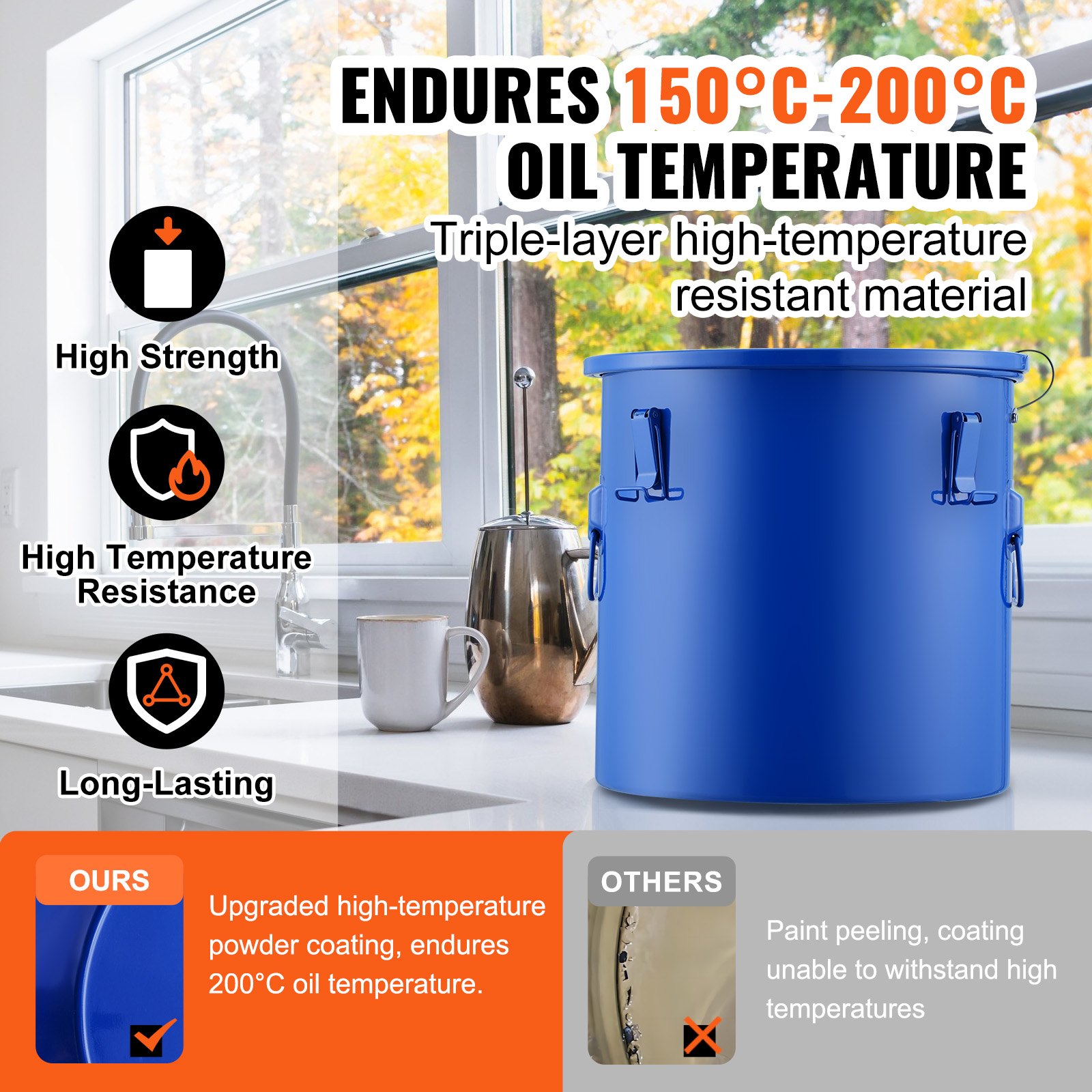 30-Liter-Entsorgungsbehälter aus Kohlenstoffstahl, beschichteter Frittierölbehälter mit Deckel, Öltransportbehälter mit Filterbeutel für heißes Speiseöl, blau_voghion.com