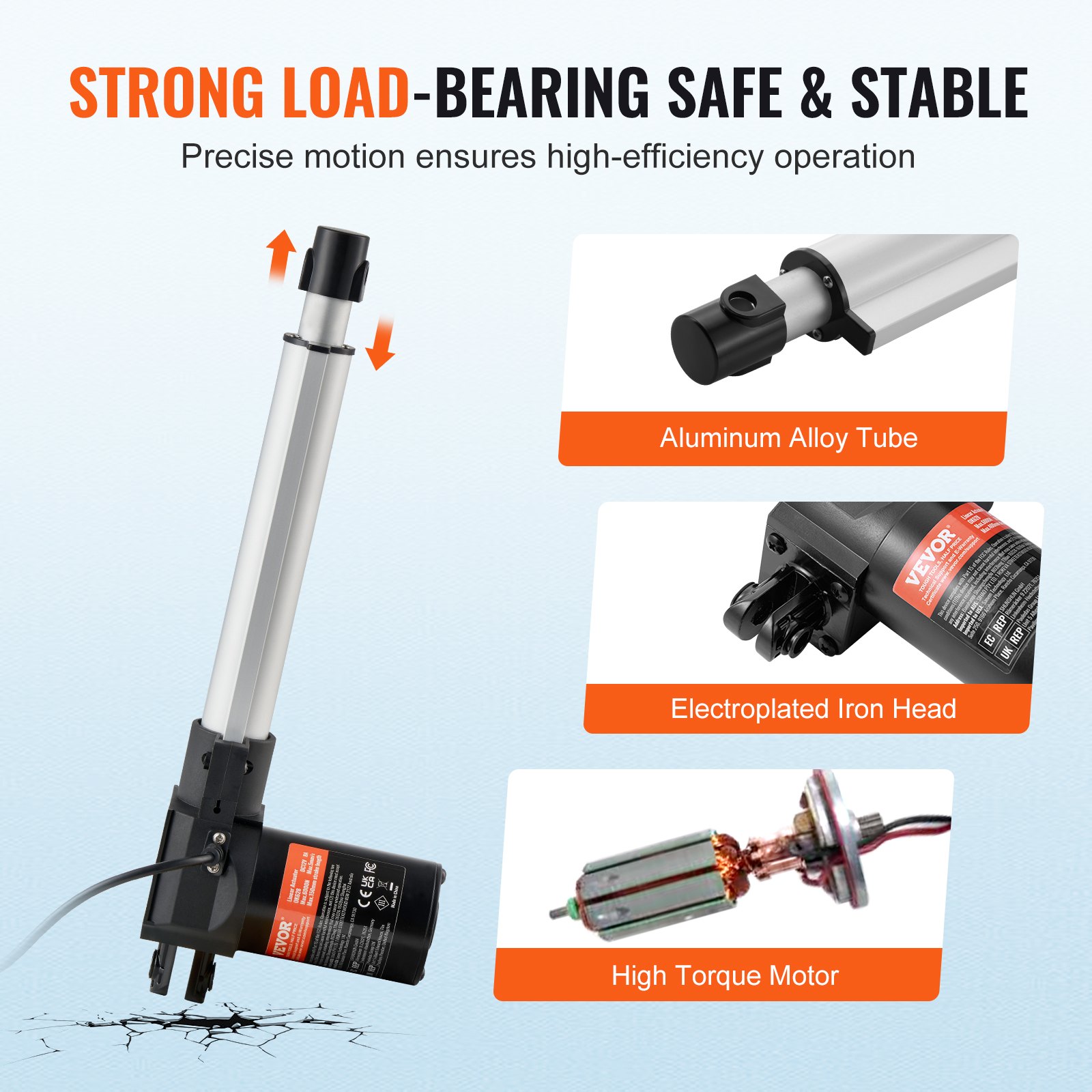 6000N Linear Actuator DC 12V Linearantrieb IP44 Elektrischer Linearmotor 200mm Hublänge Geräuschpegel ≤ 50dB Elektrische Türöffner 5 Mm/s Fahrgeschwindigkeit Lineartechnik Verstellantrieb