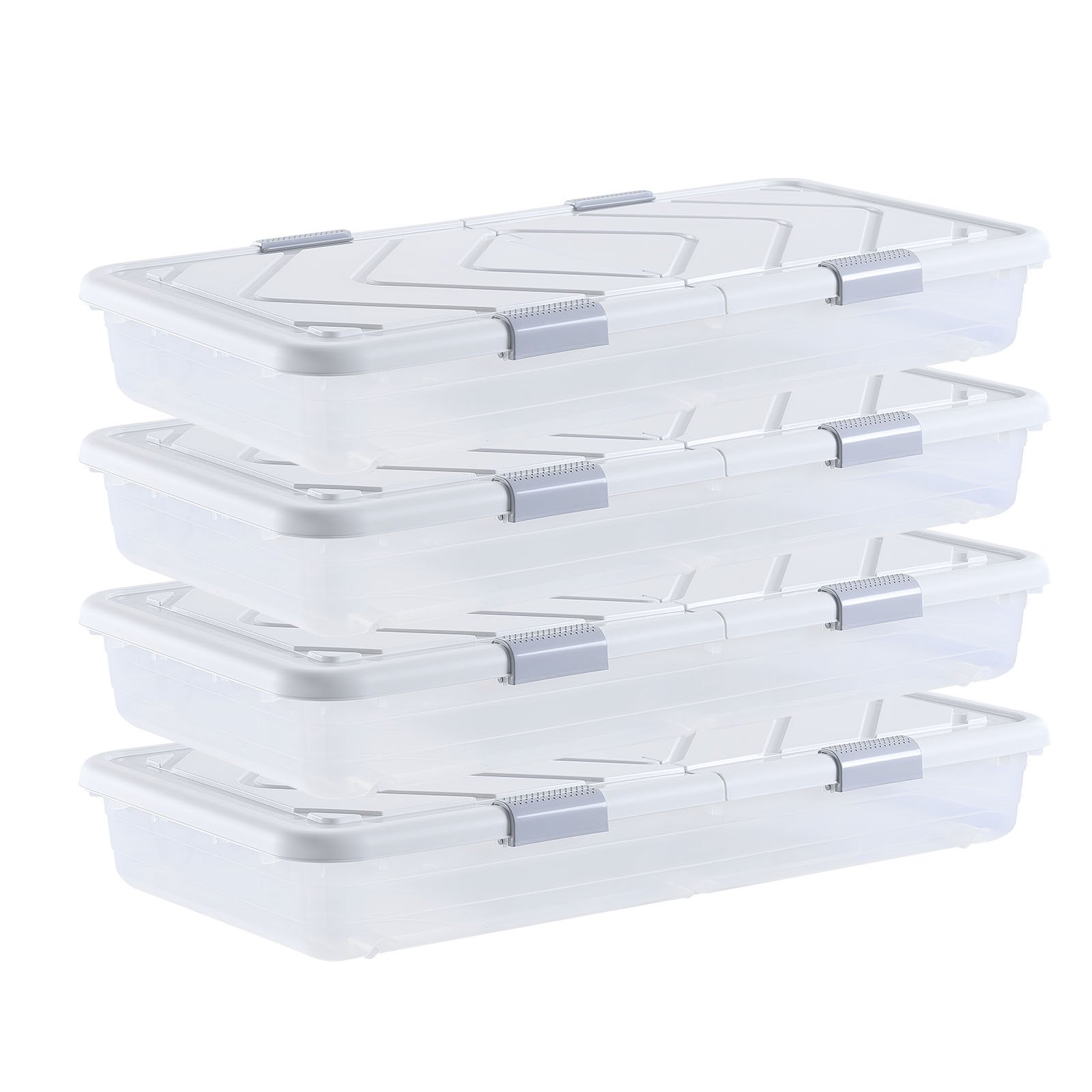 Unterbettkommode Unterbettaufbewahrungsbox 4 Stk. Rollbar (805 X 396 X 175 Mm) Unterbettbehälter Mit Deckel &
grauem Riegel, Aufbewahrungsbox Organizer Für Kleidung Schuhe Decken Schlafzimmer