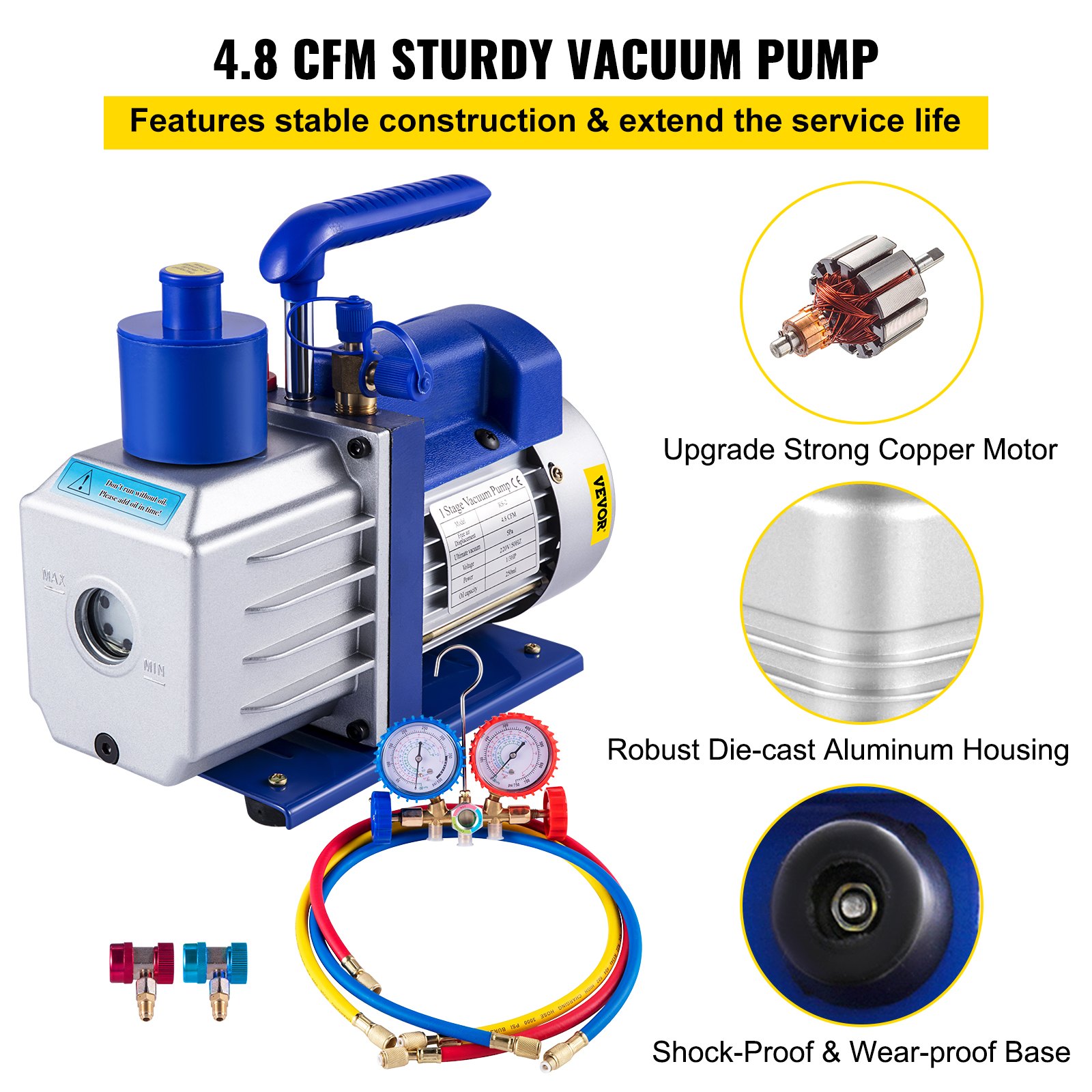 Vevor Vakuumpumpe 10 Cfm Für Kältemittel Mit Manometer Set_voghion.com